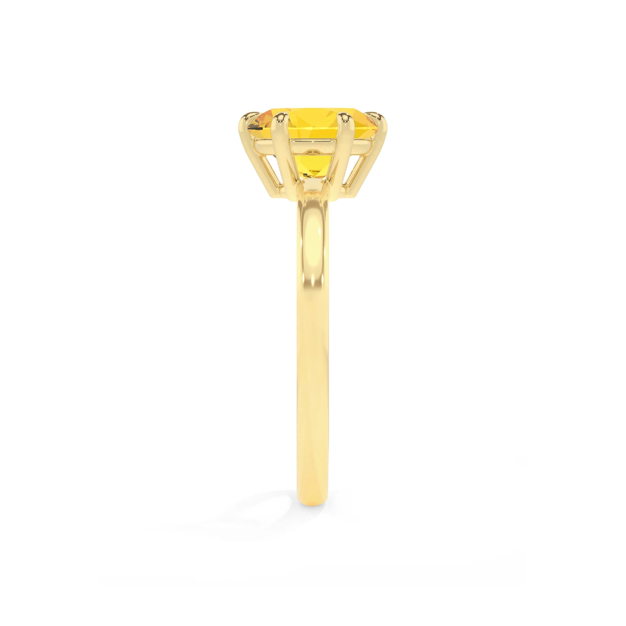 lab grown yellow-sapphire round solitaire rings in yellow gold 