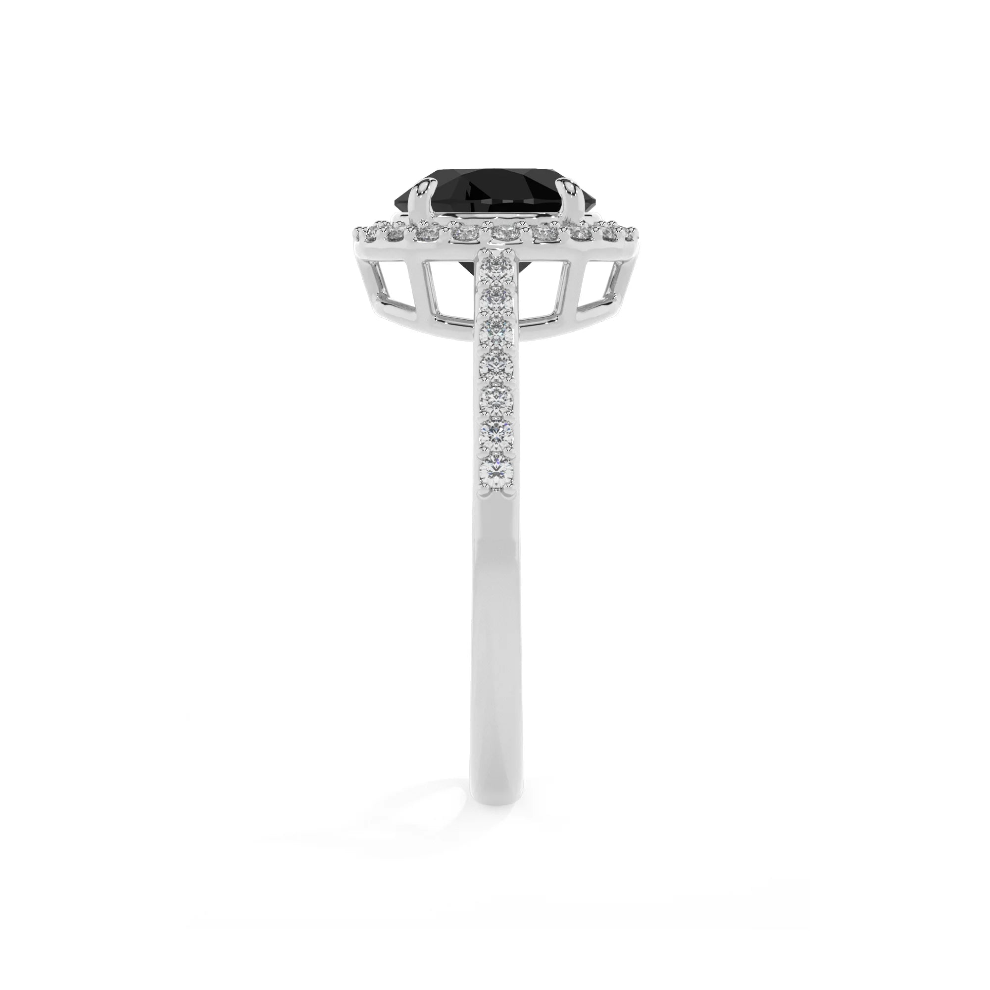 natural black-onyx round solitaire rings in white gold 