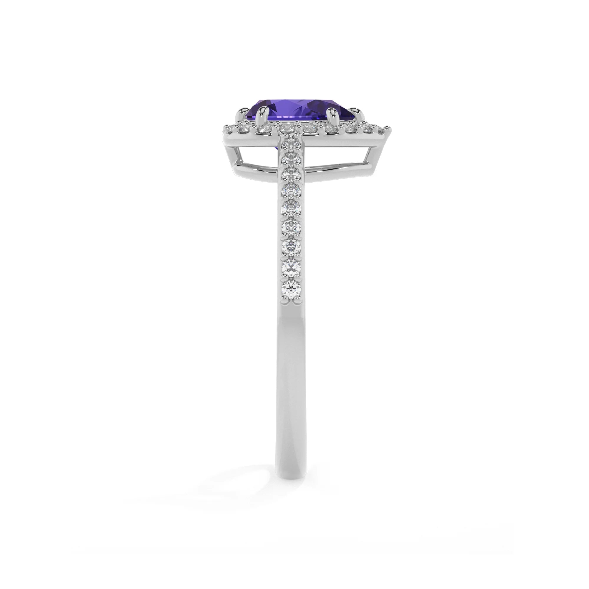 lab grown tanzanite pear solitaire rings in sterling silver 