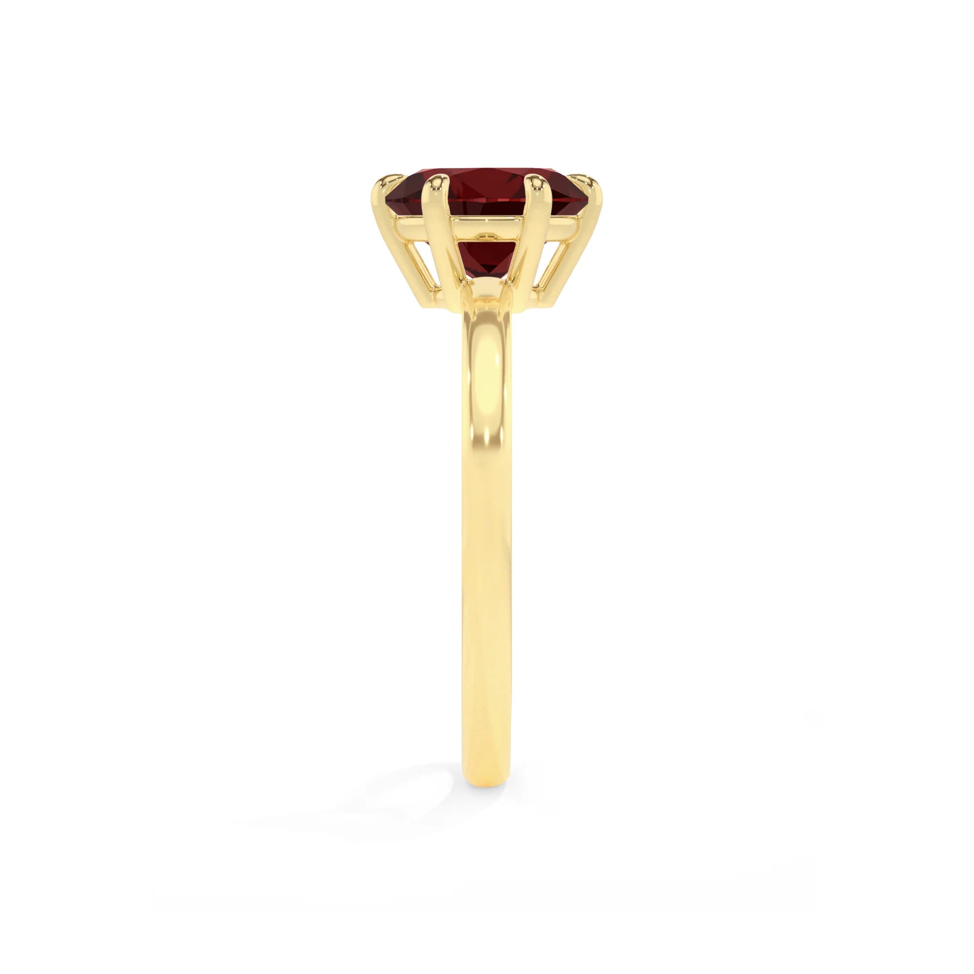 natural garnet round solitaire rings in yellow gold 
