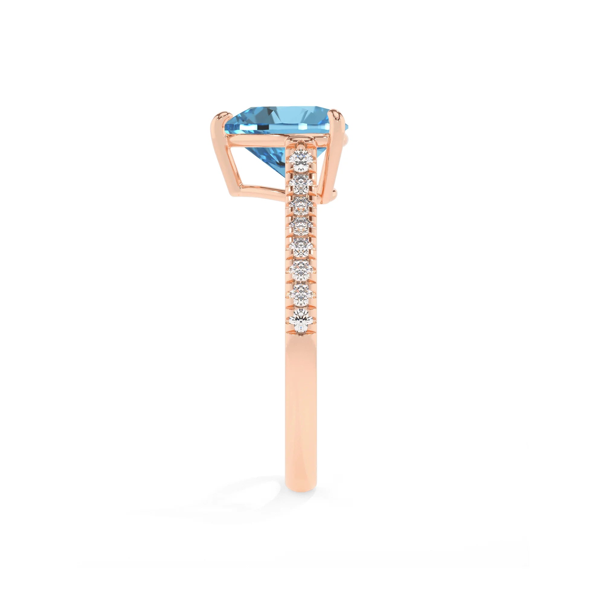 natural swiss-blue-topaz heart half eternity solitaire engagement rings in rose gold 