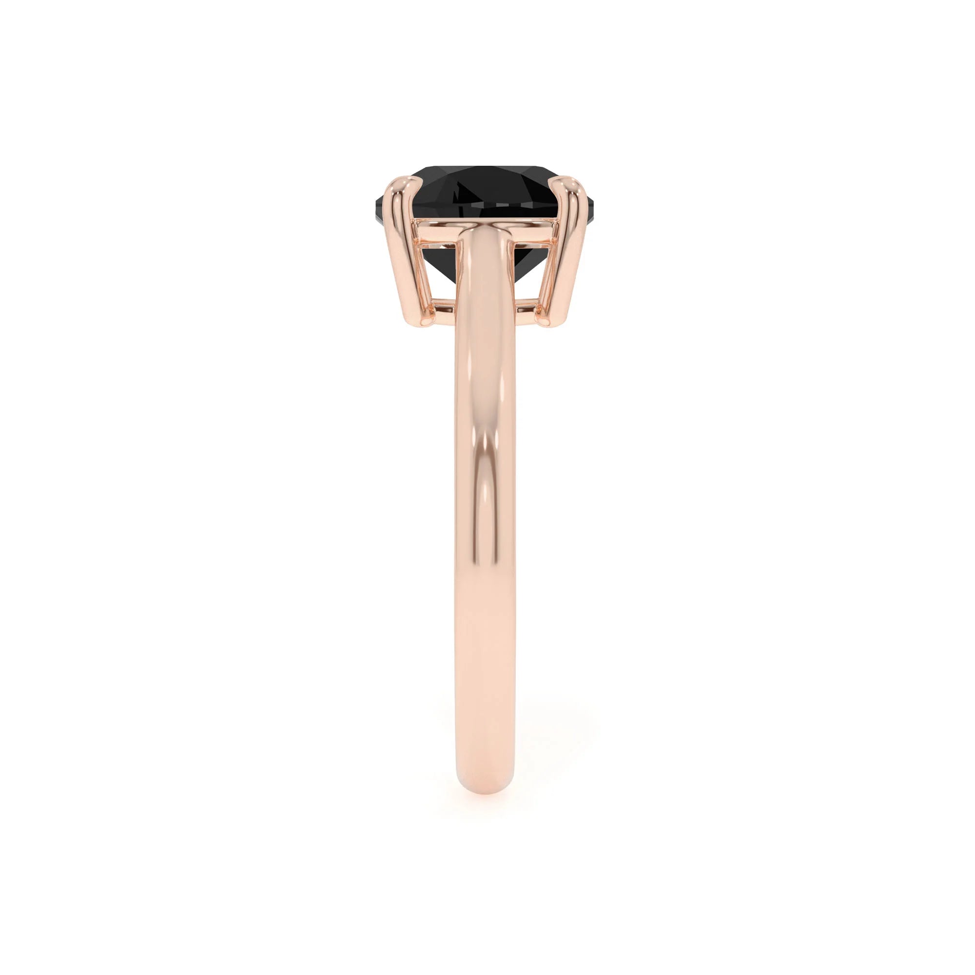 natural black-onyx cushion solitaire rings in rose gold 