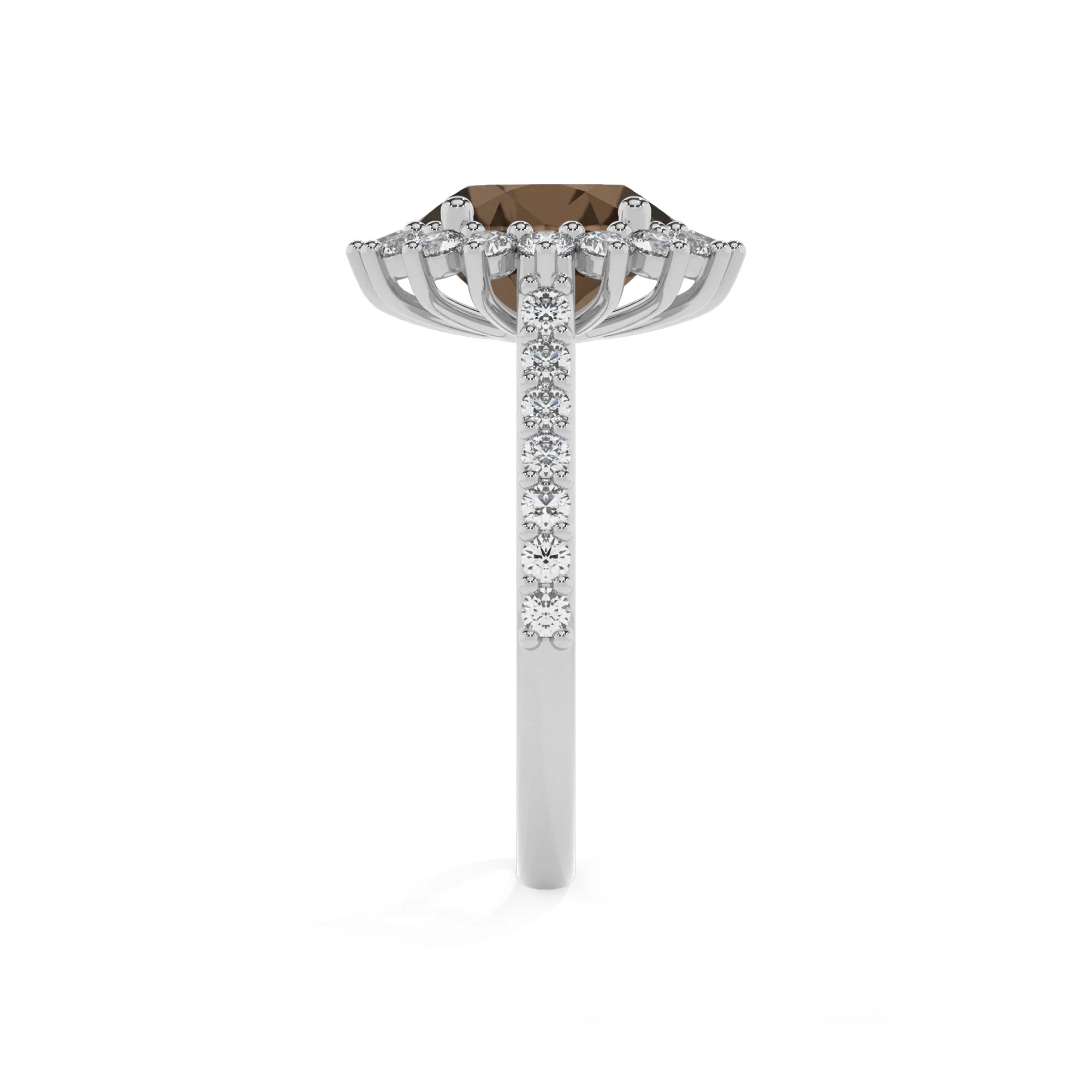 natural smoky-quartz round solitaire rings in sterling silver 