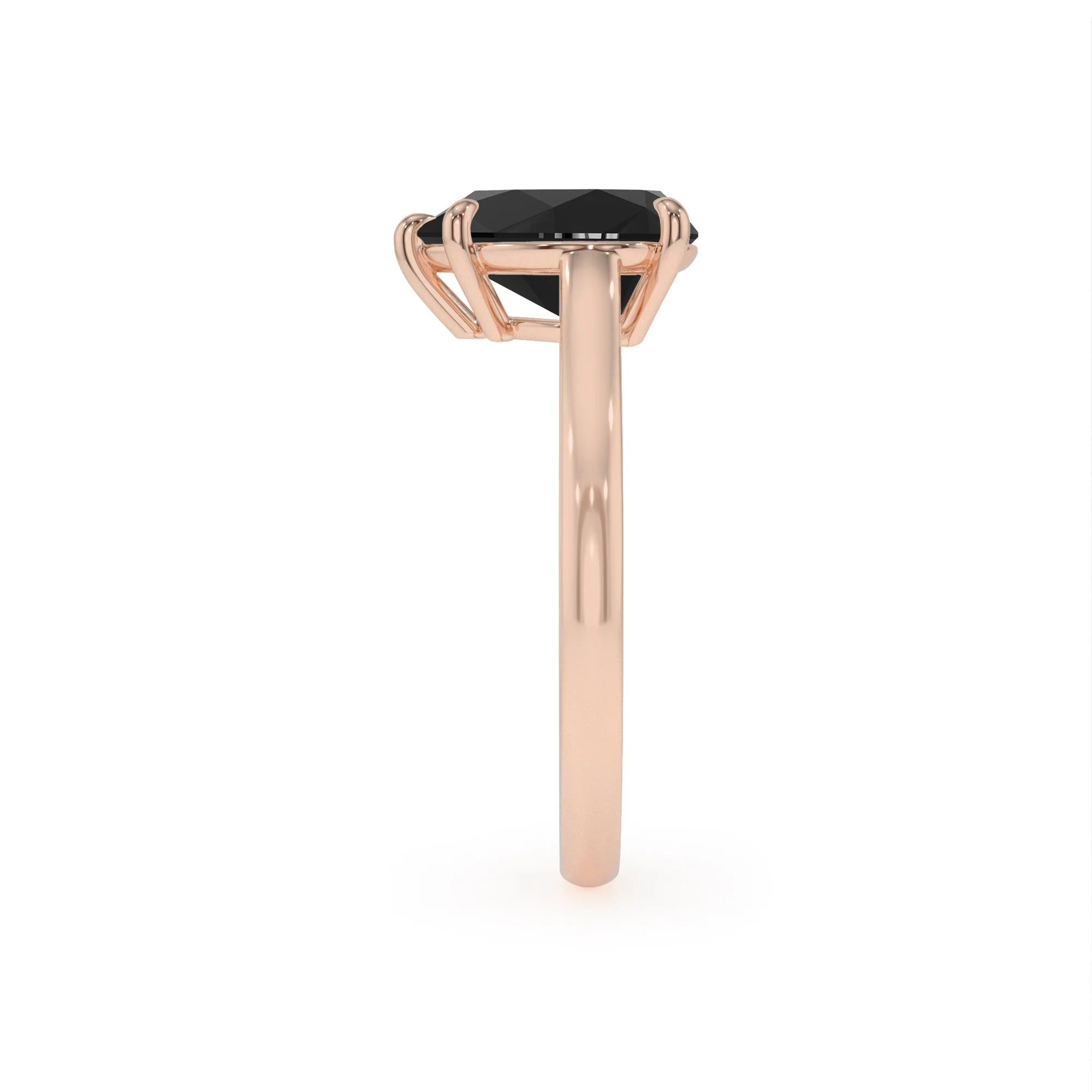 natural black-onyx pear solitaire rings in rose gold 
