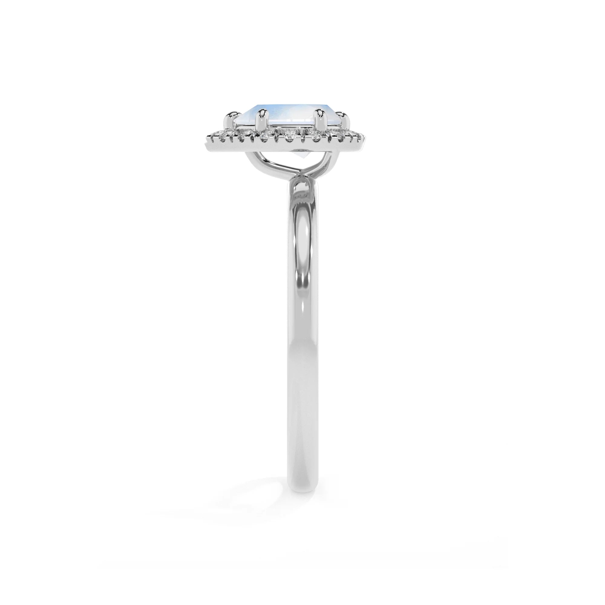 natural rainbow-moonstone pear solitaire rings in sterling silver 