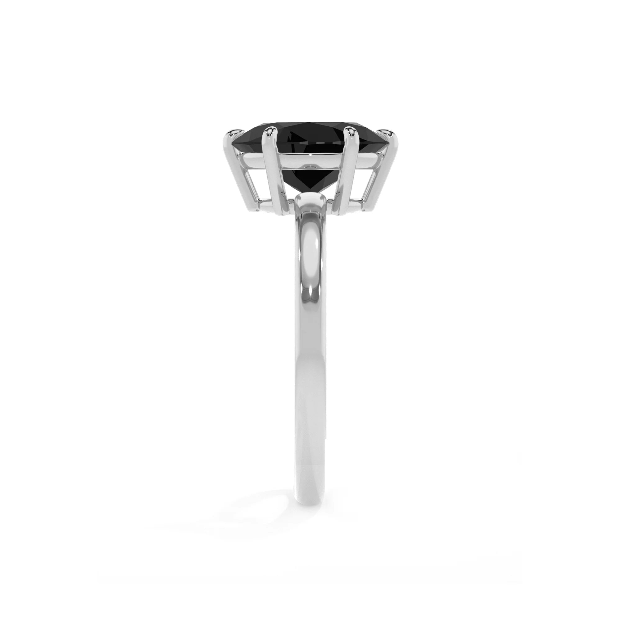 natural black-onyx oval solitaire rings in white gold 