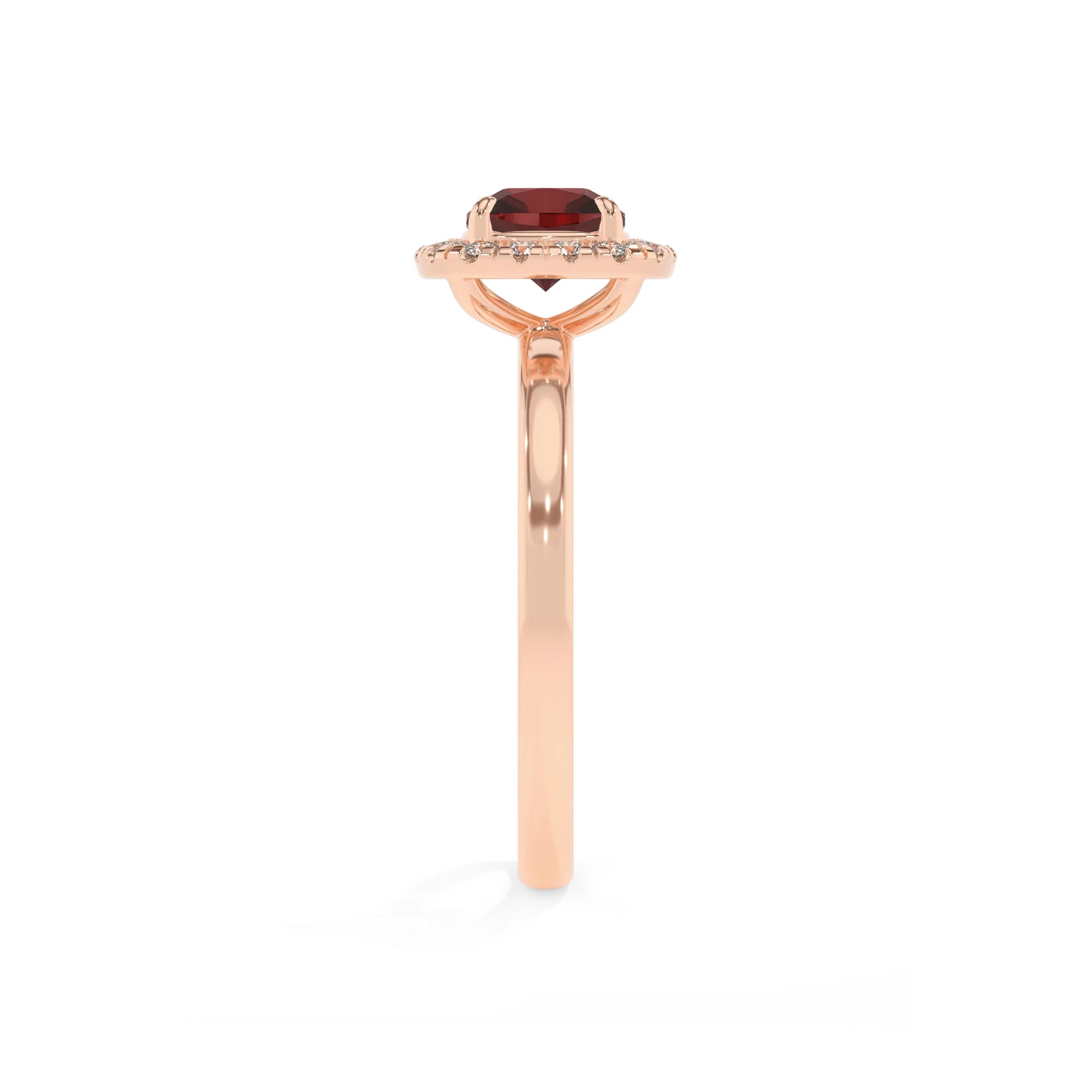 natural garnet cushion solitaire rings in rose gold 