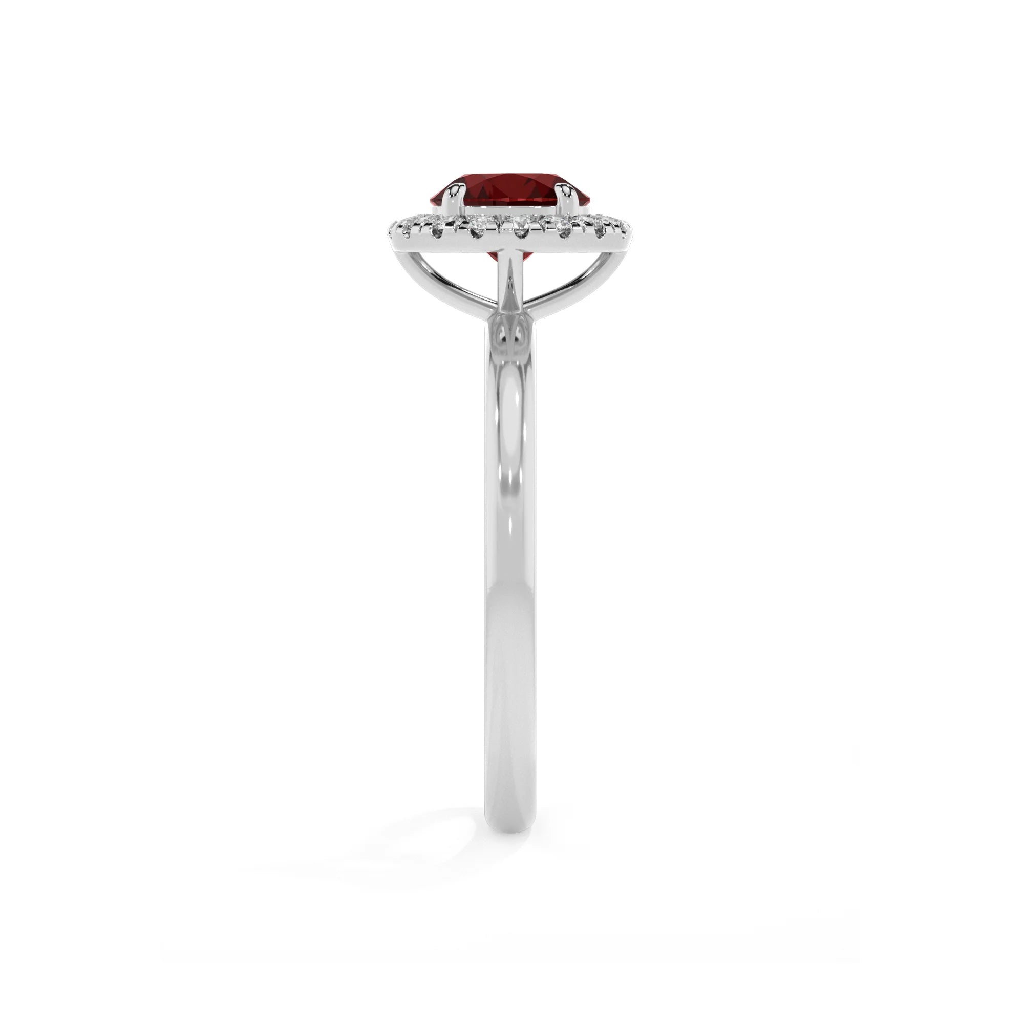 natural garnet round solitaire rings in platinum 