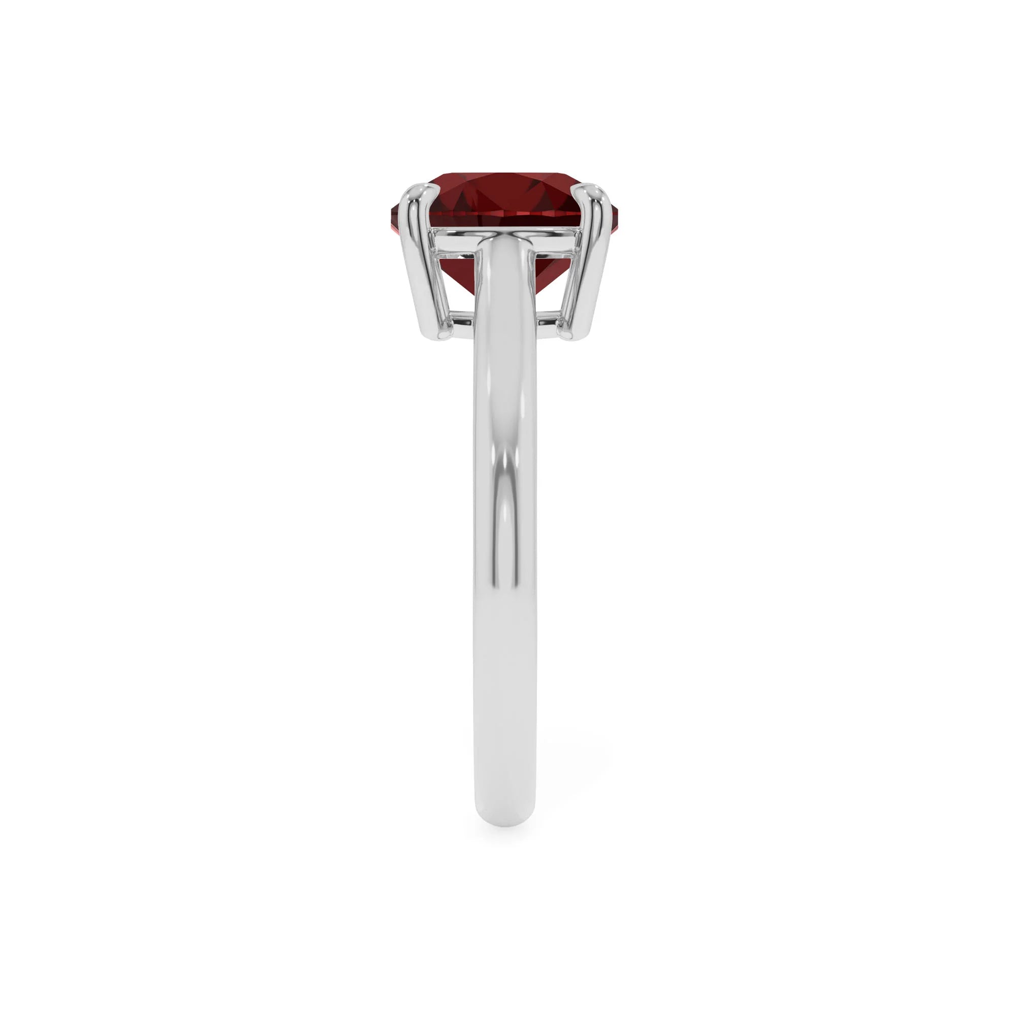 natural garnet cushion solitaire rings in platinum 