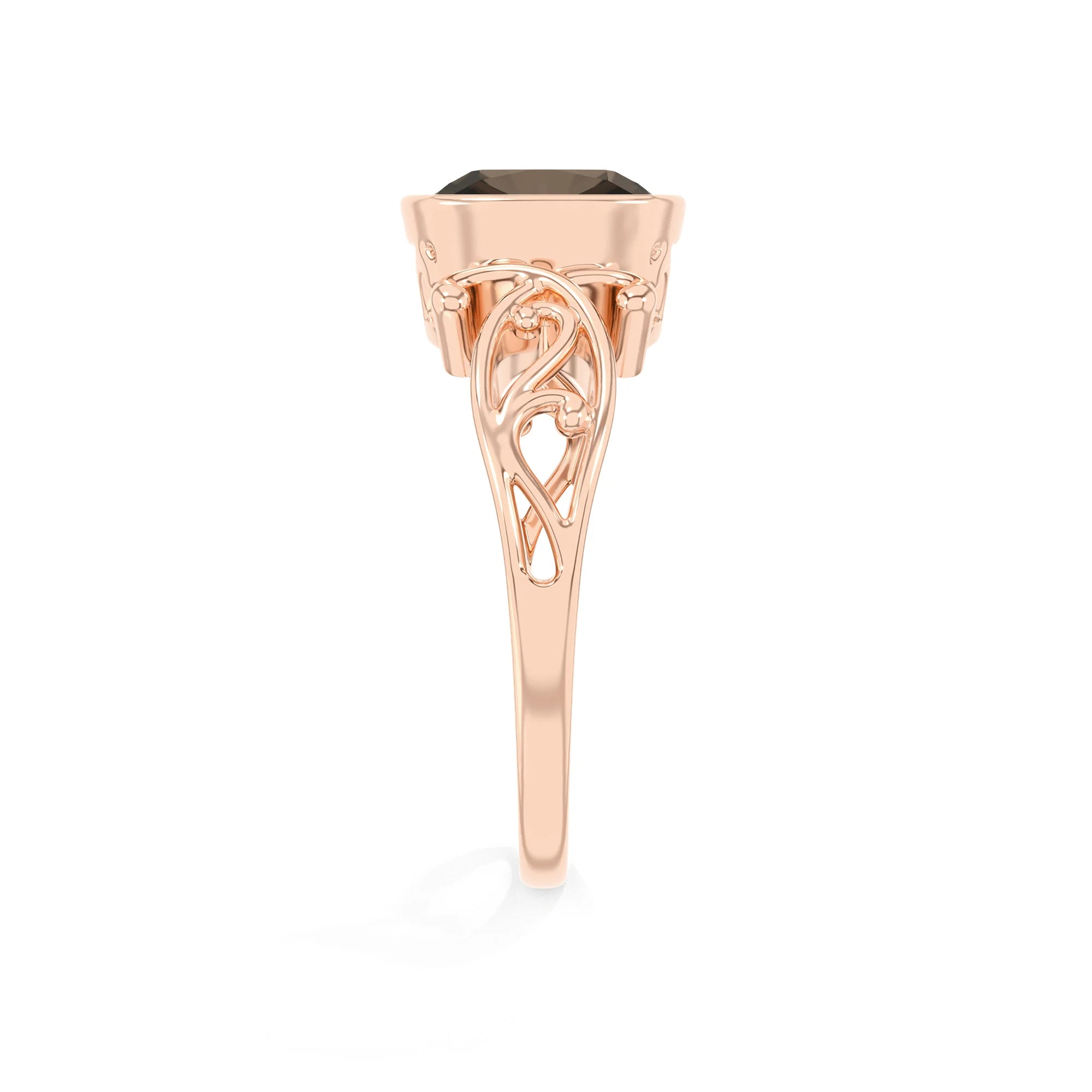 natural smoky-quartz cushion solitaire rings in rose gold 