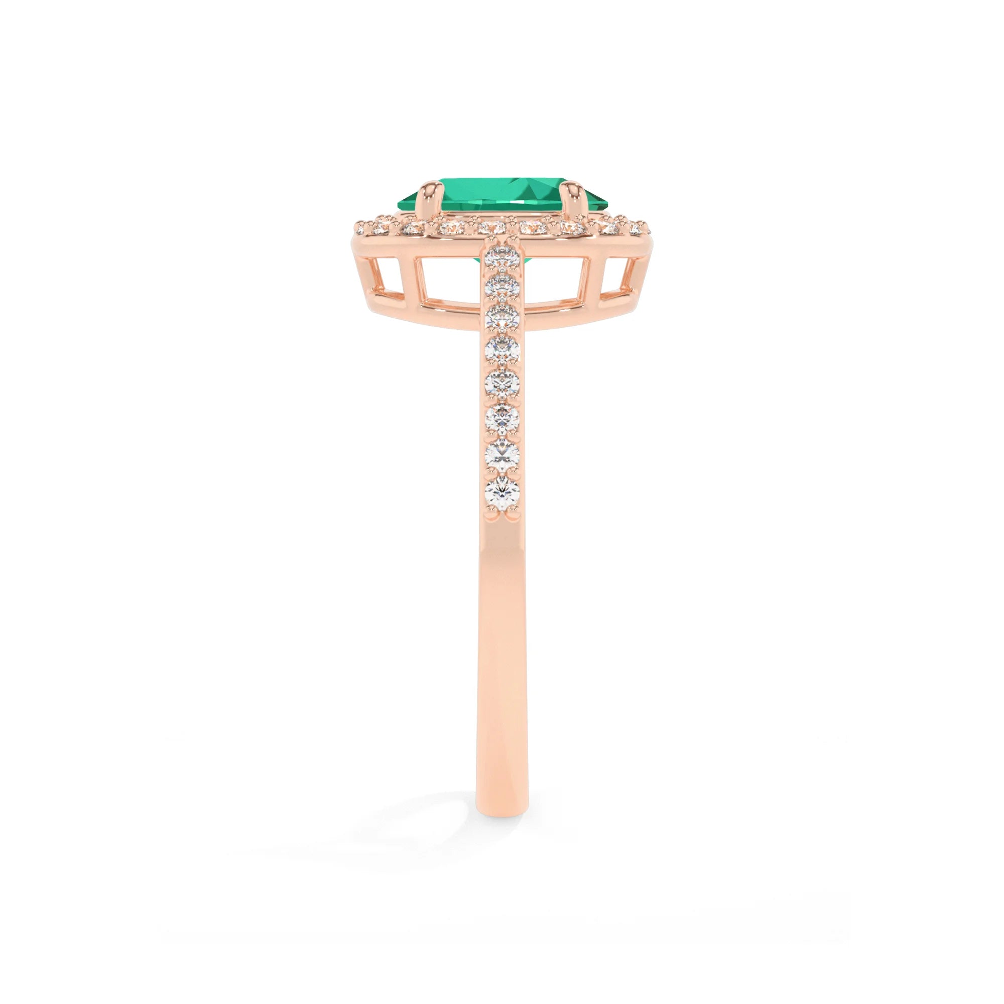 lab grown emerald oval solitaire rings in rose gold 