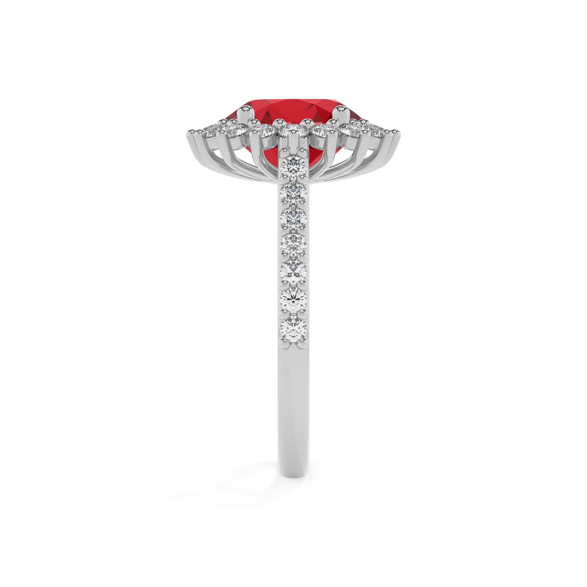 lab grown ruby round solitaire rings in white gold 