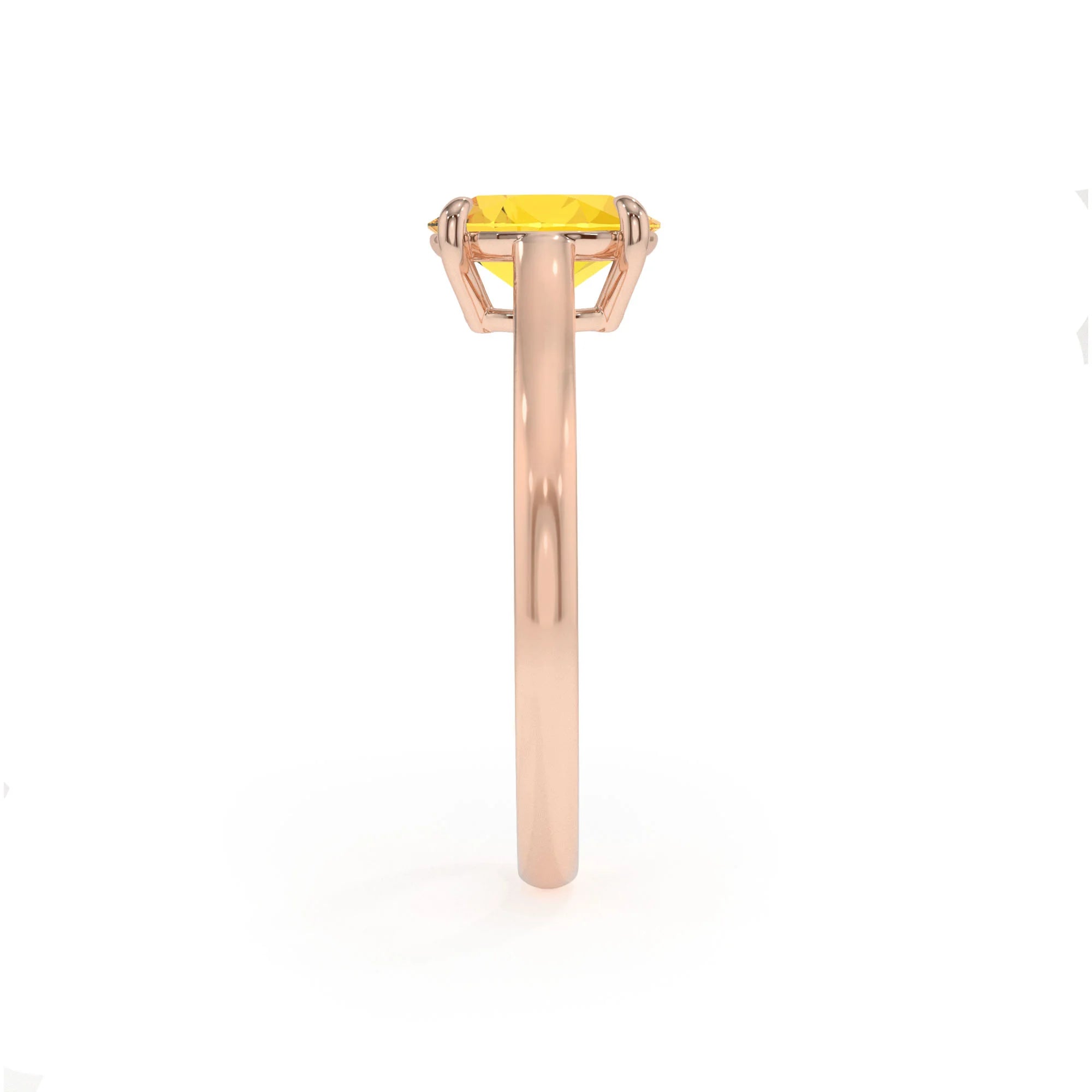 lab grown yellow-sapphire oval solitaire rings in rose gold 
