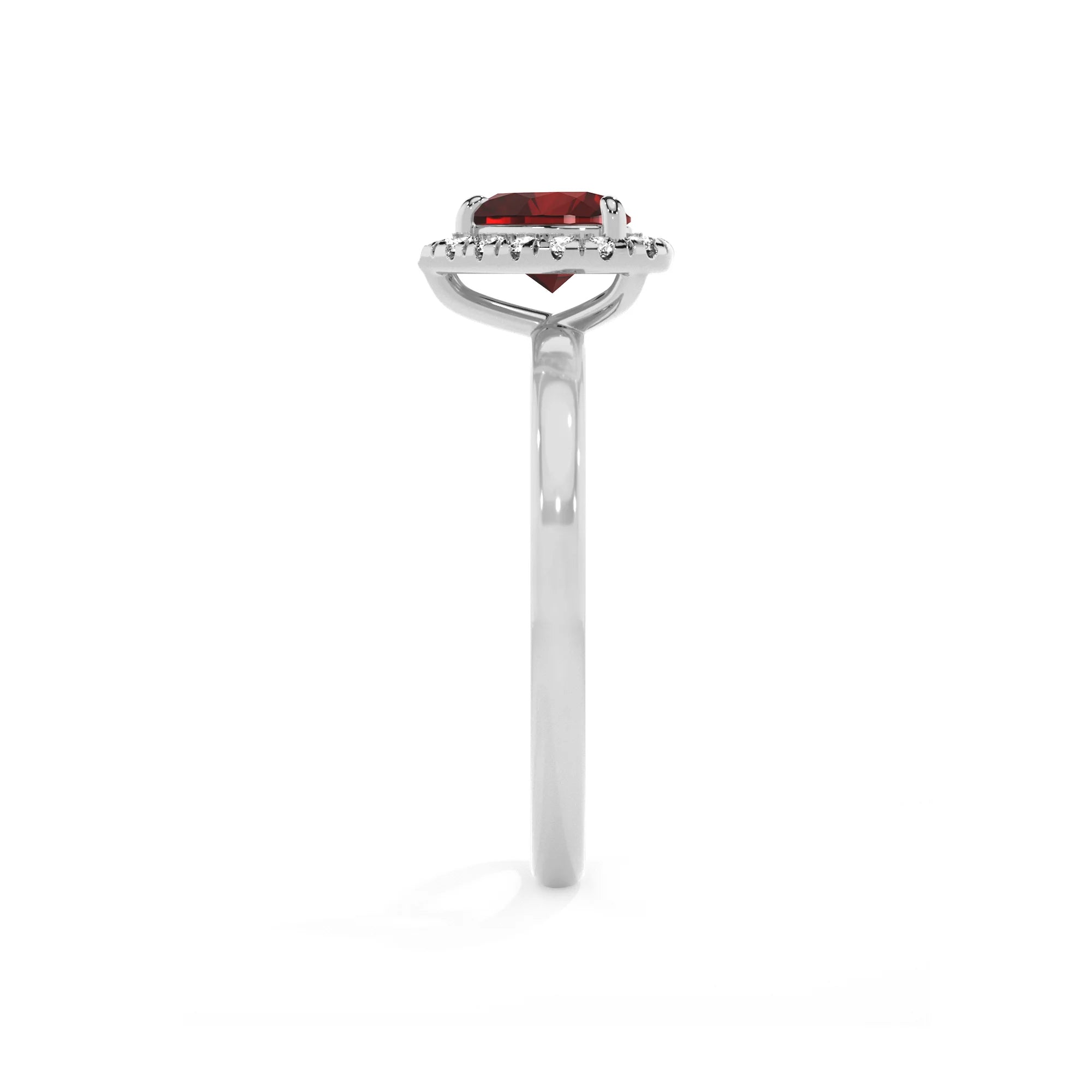 natural garnet heart solitaire rings in platinum 