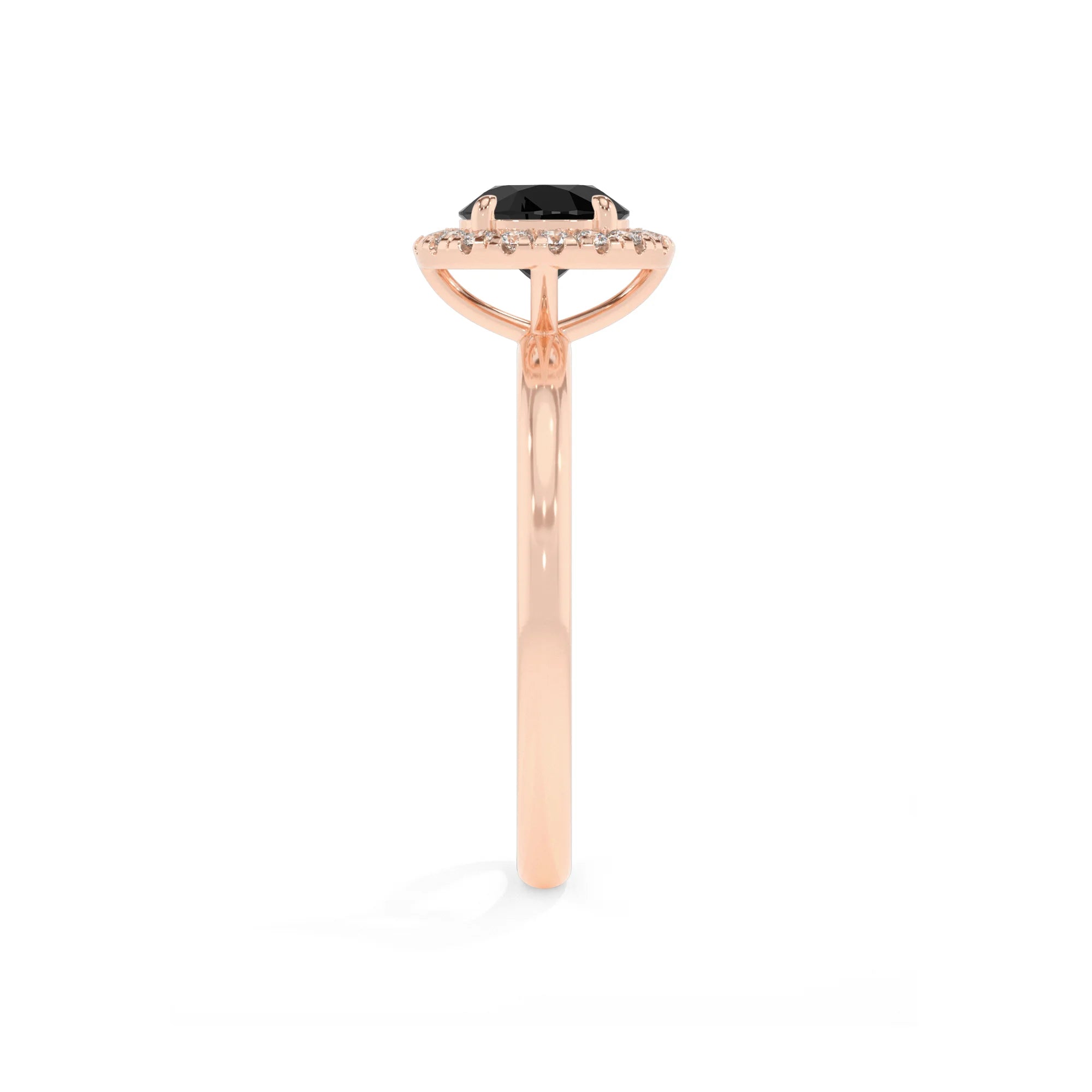 natural black-onyx round solitaire rings in rose gold 