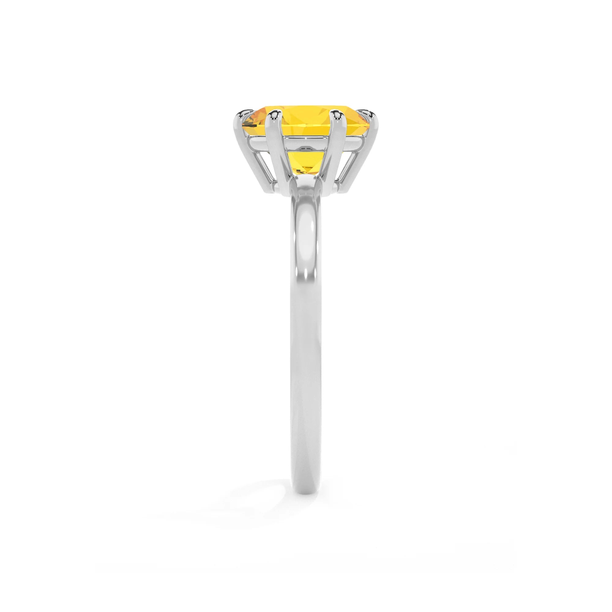 lab grown yellow-sapphire round solitaire rings in white gold 