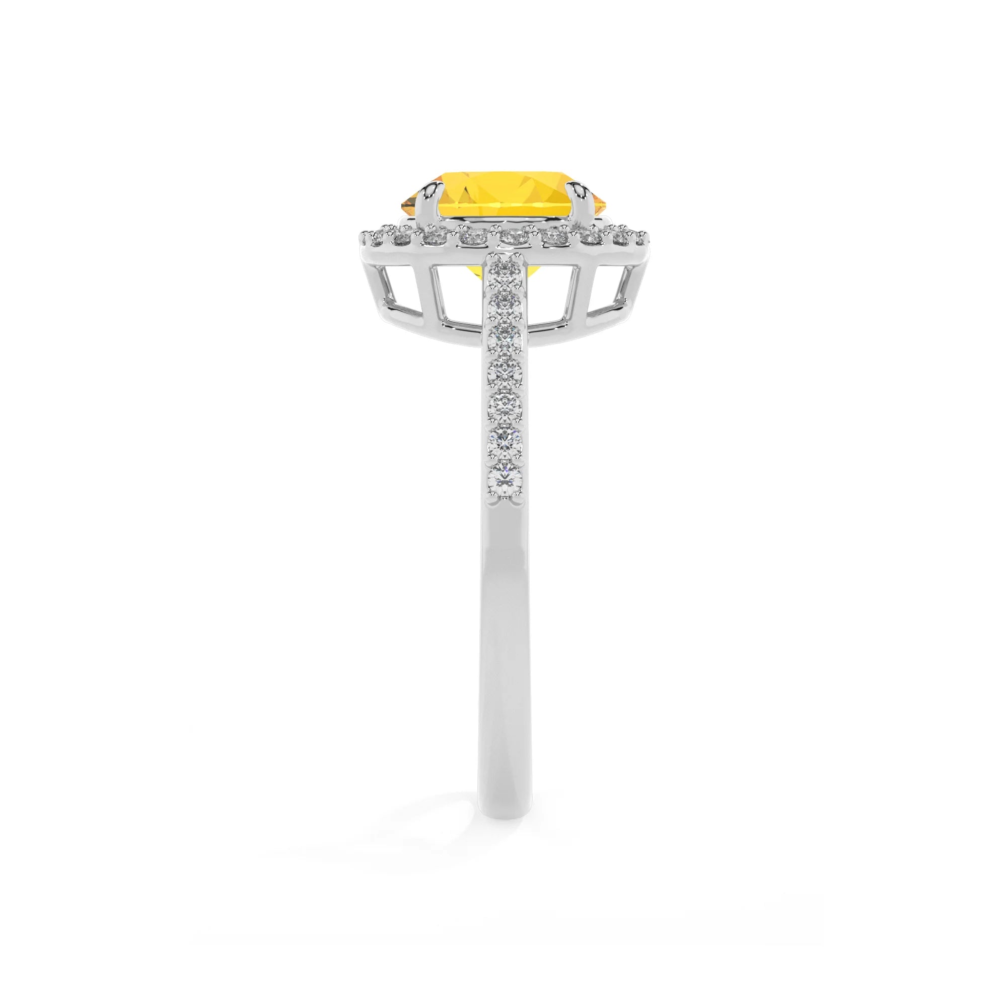 lab grown yellow-sapphire round solitaire rings in platinum 