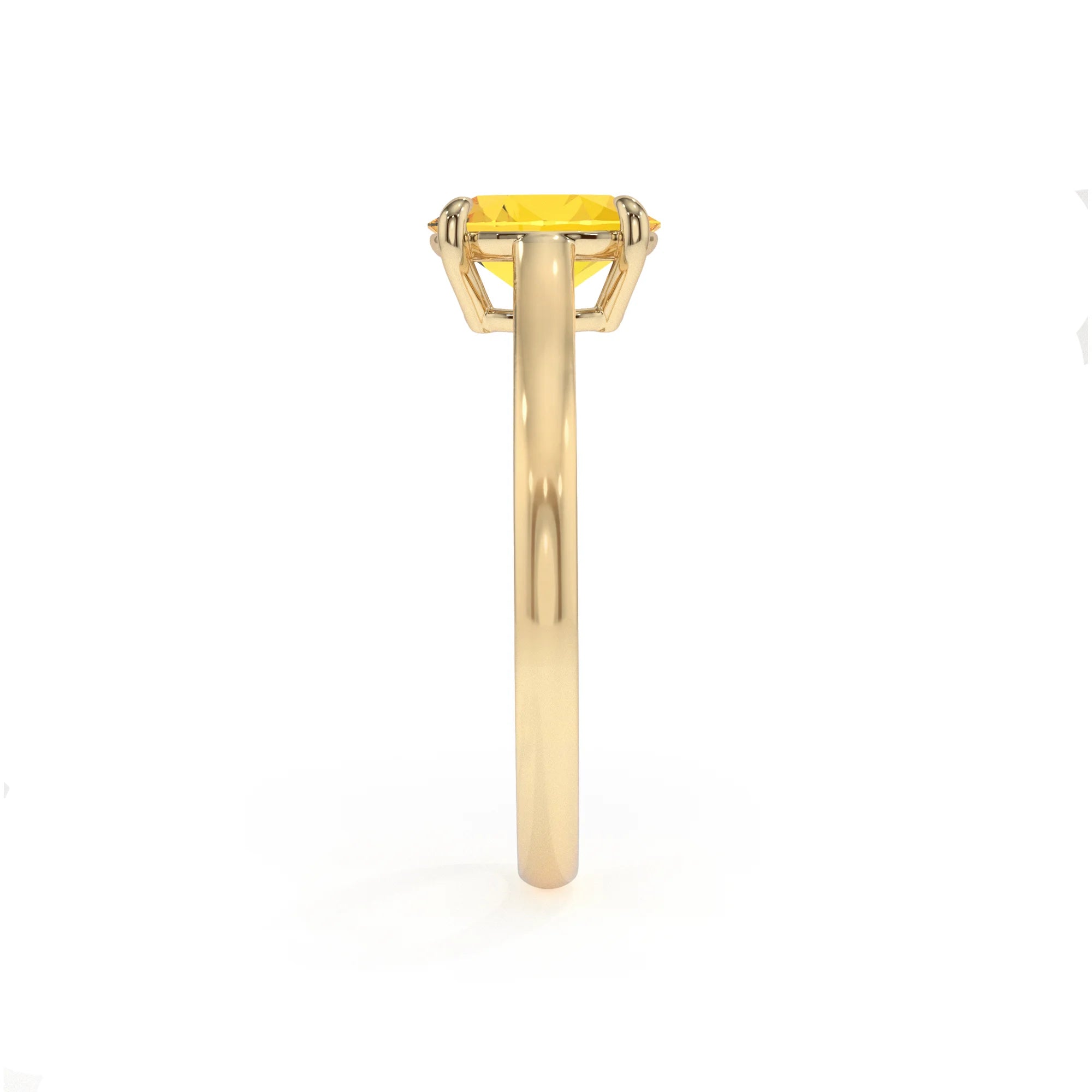 lab grown yellow-sapphire oval solitaire rings in yellow gold 