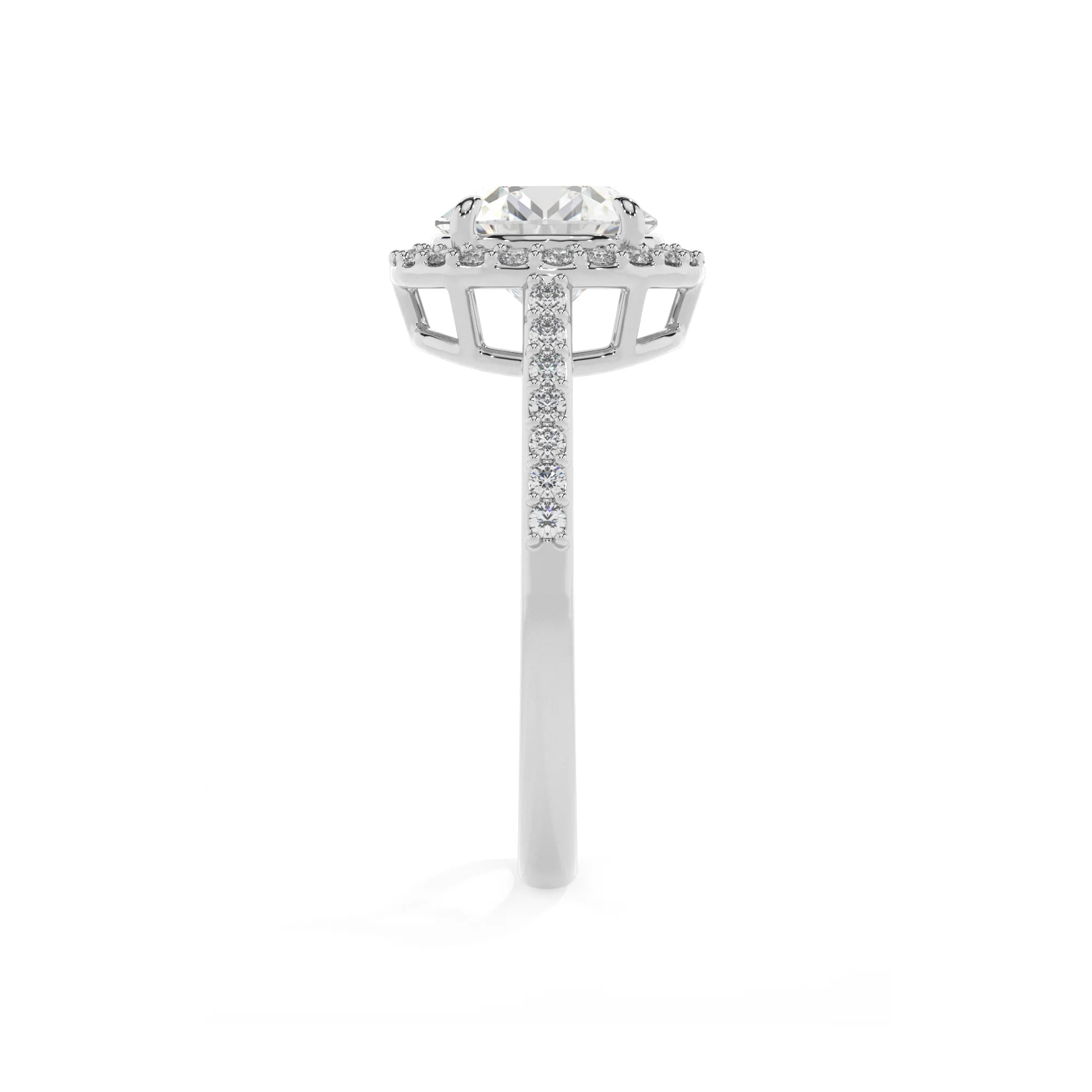 lab grown moissanite round solitaire rings in platinum 