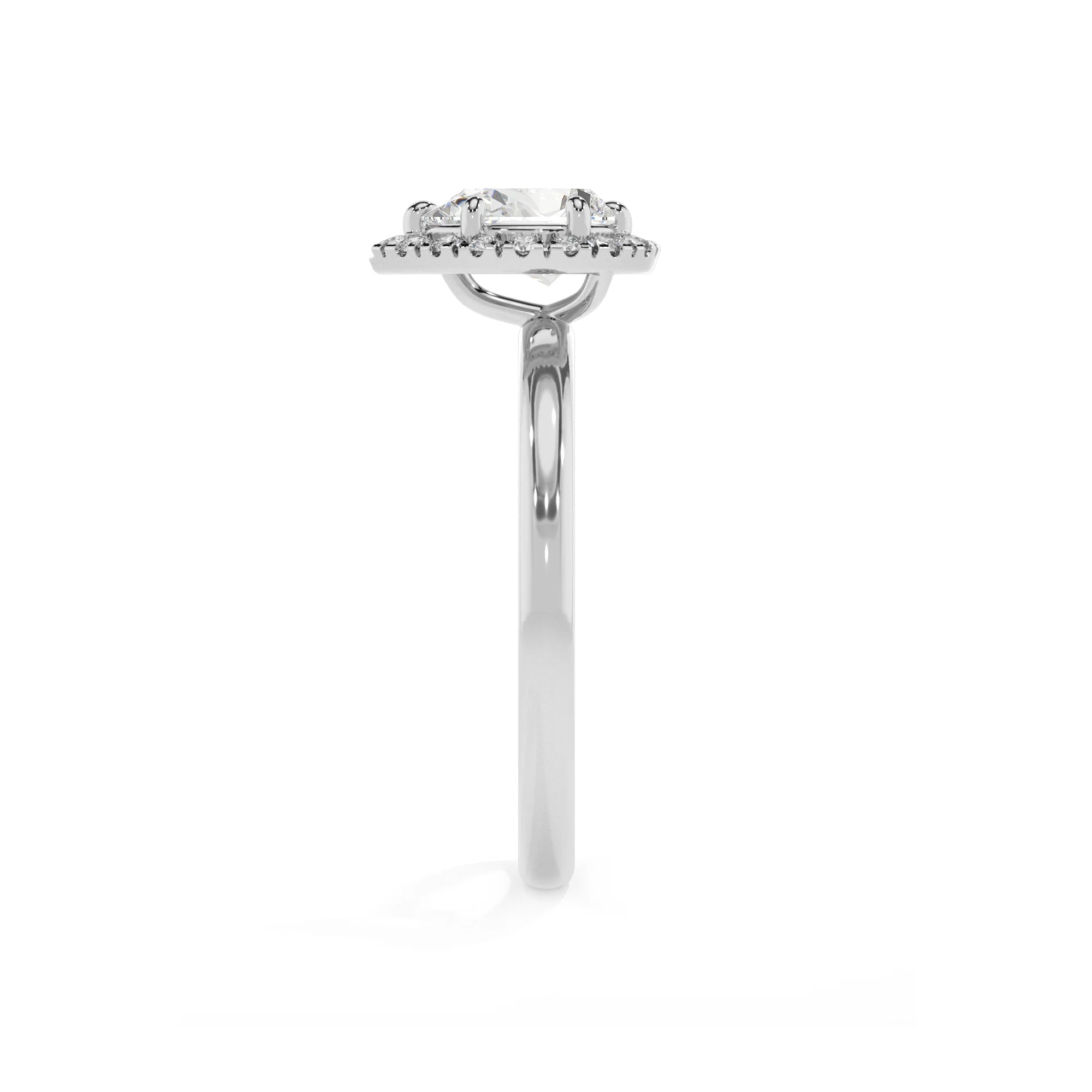 lab grown moissanite pear solitaire rings in white gold 