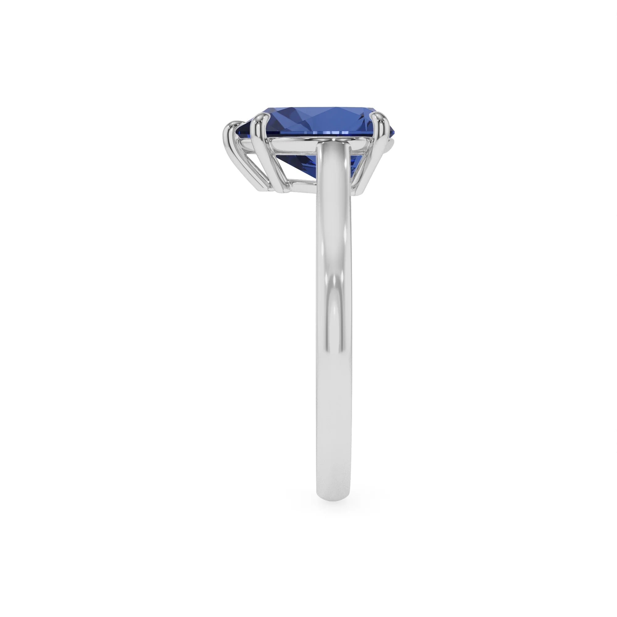 lab grown blue-sapphire pear solitaire rings in platinum 