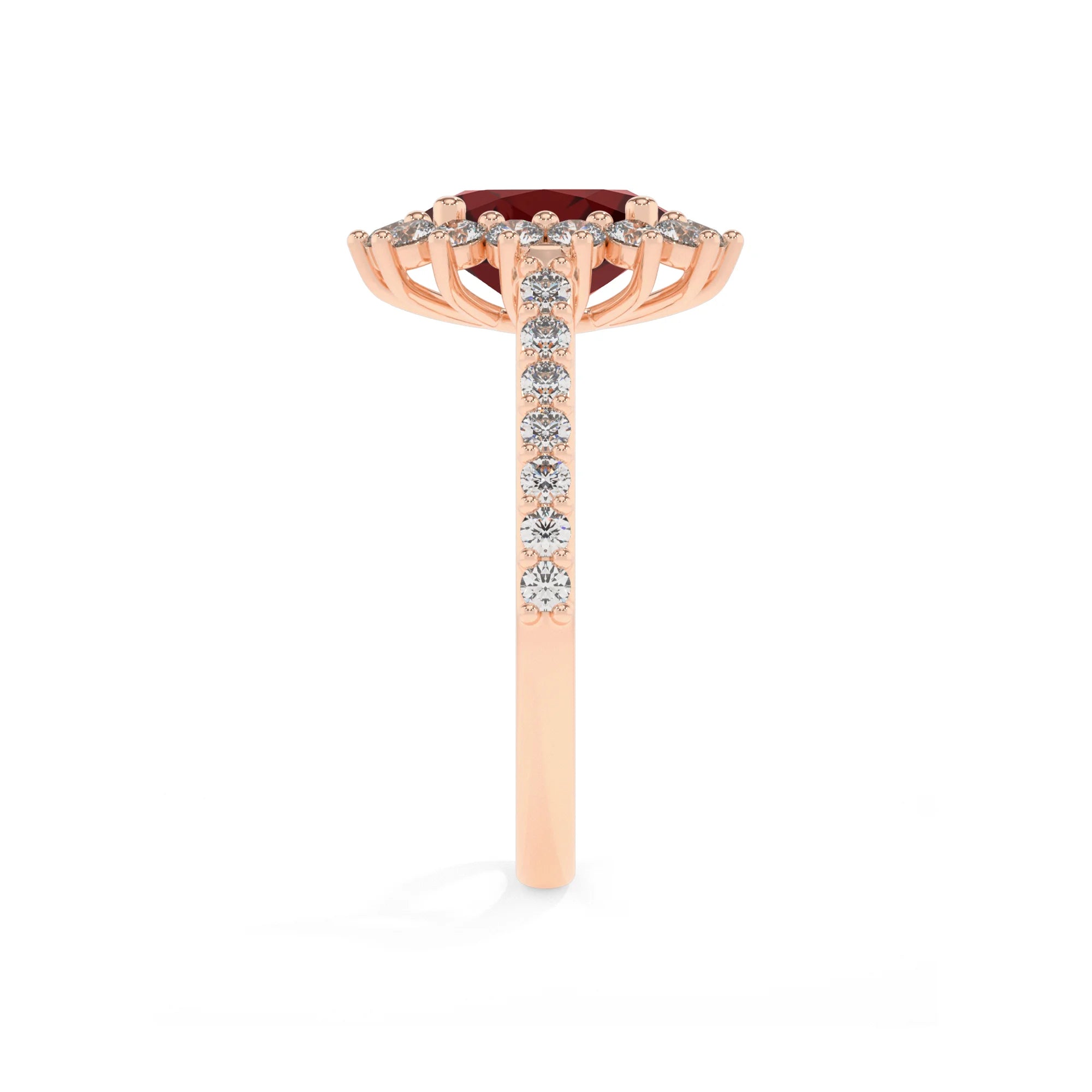 natural garnet oval solitaire rings in rose gold 