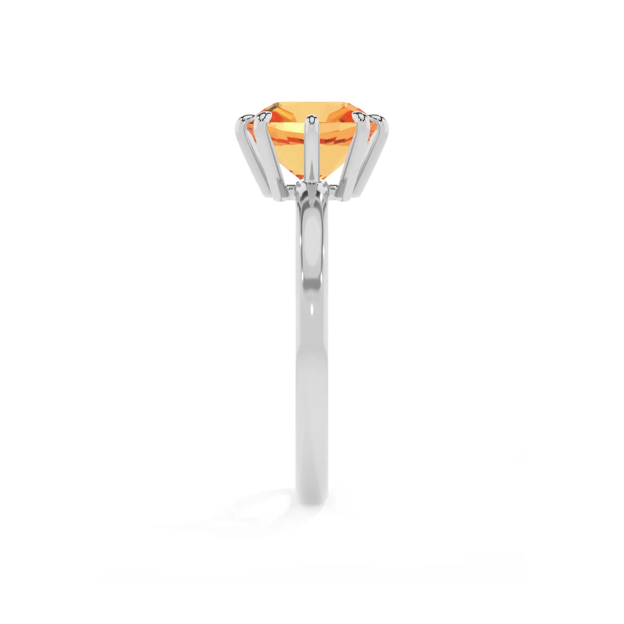 lab grown citrine cushion solitaire rings in white gold 