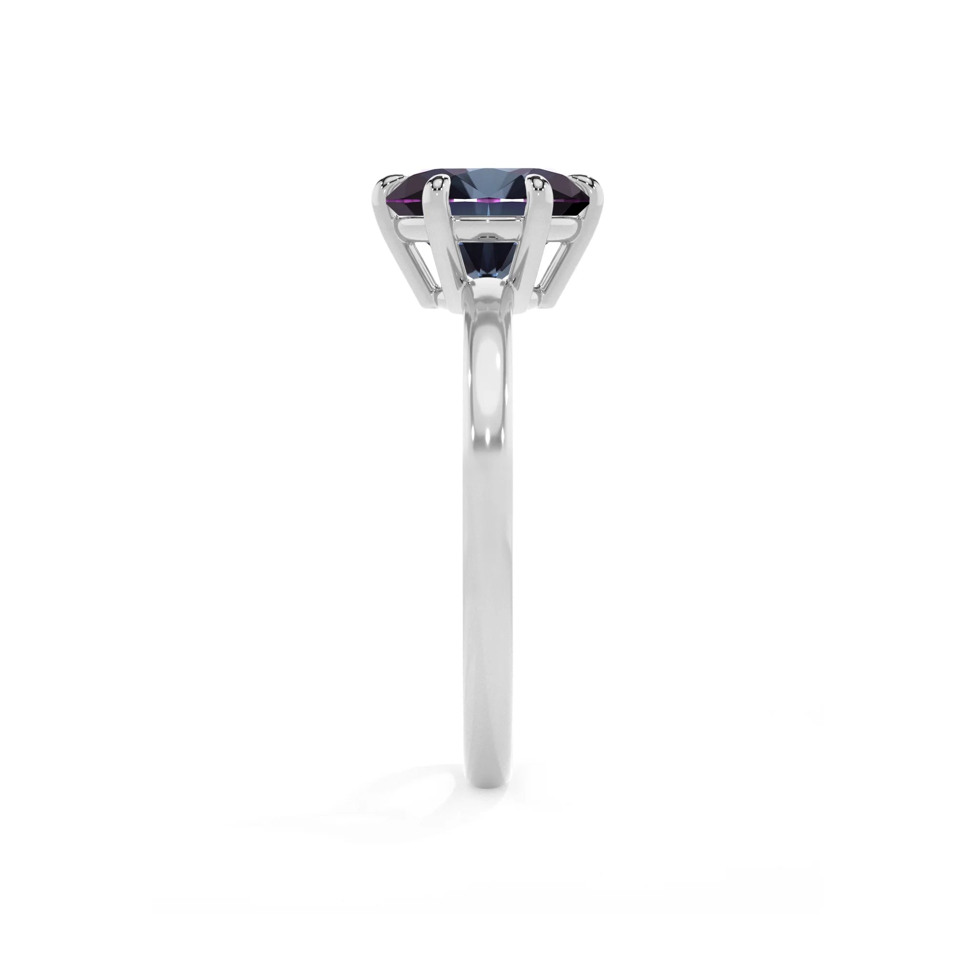 lab grown alexandrite round solitaire rings in platinum 