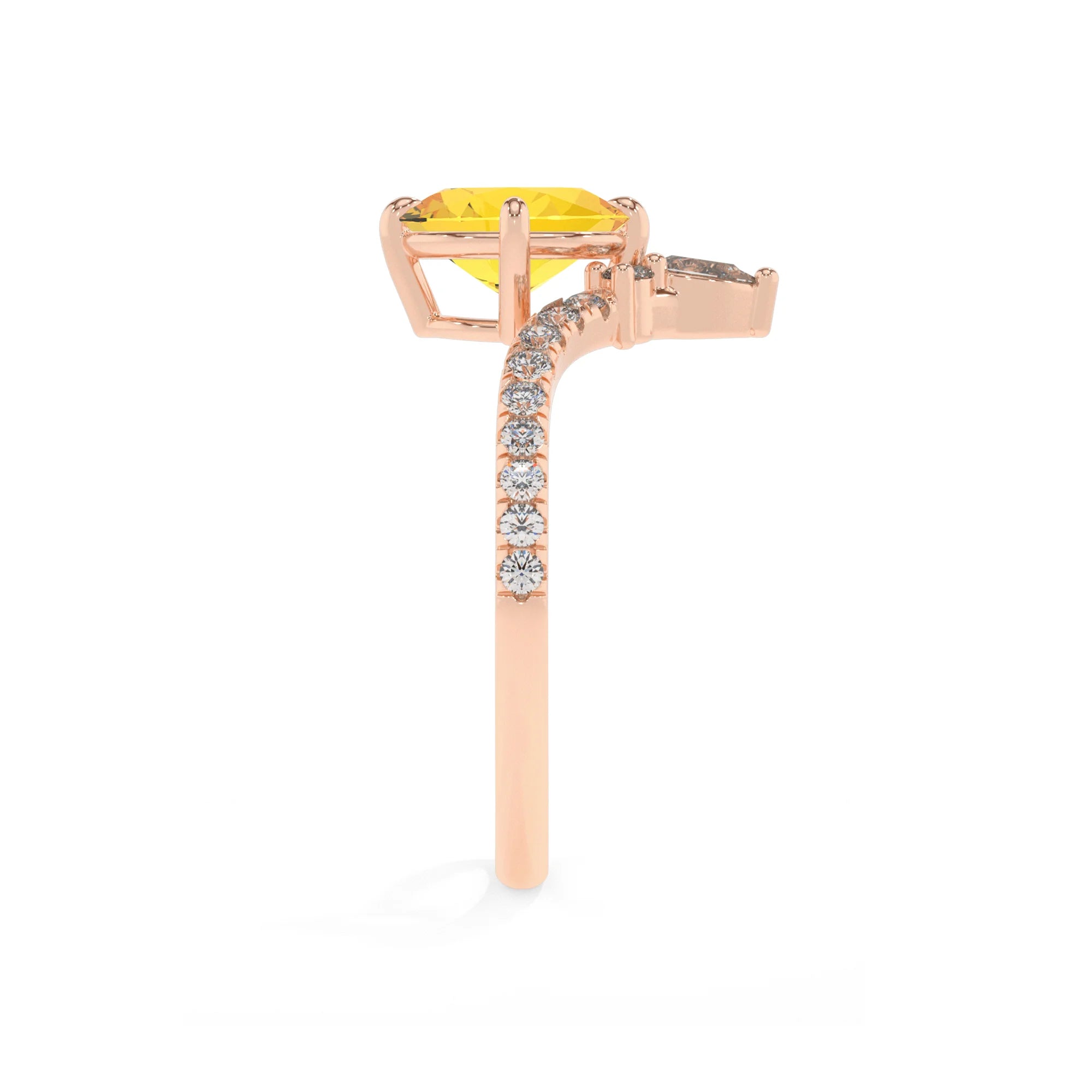 lab grown yellow-sapphire oval solitaire rings in rose gold 