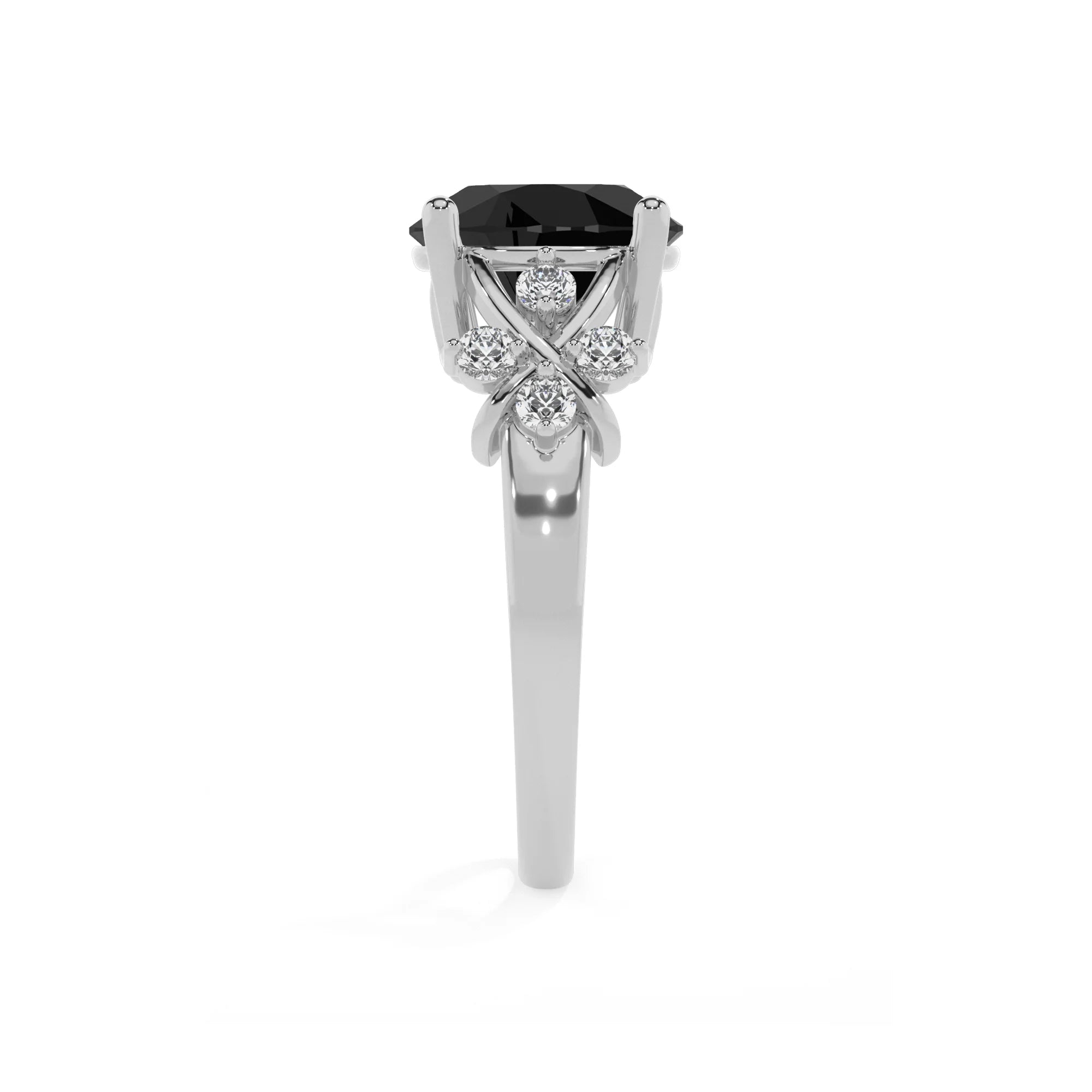 natural black-onyx round solitaire rings in sterling silver 