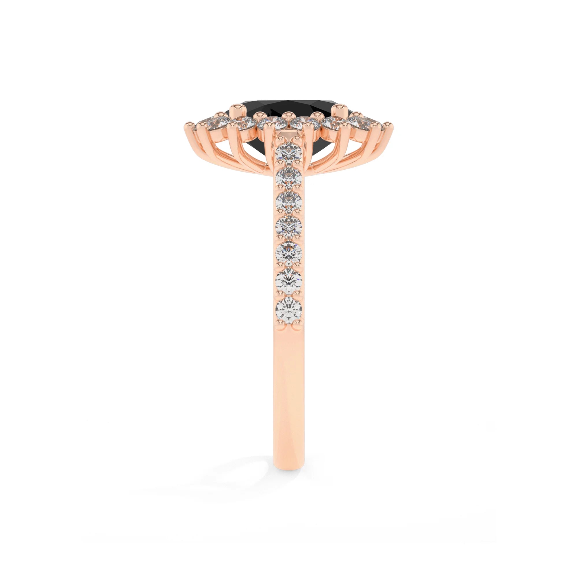 natural black-onyx oval solitaire rings in rose gold 