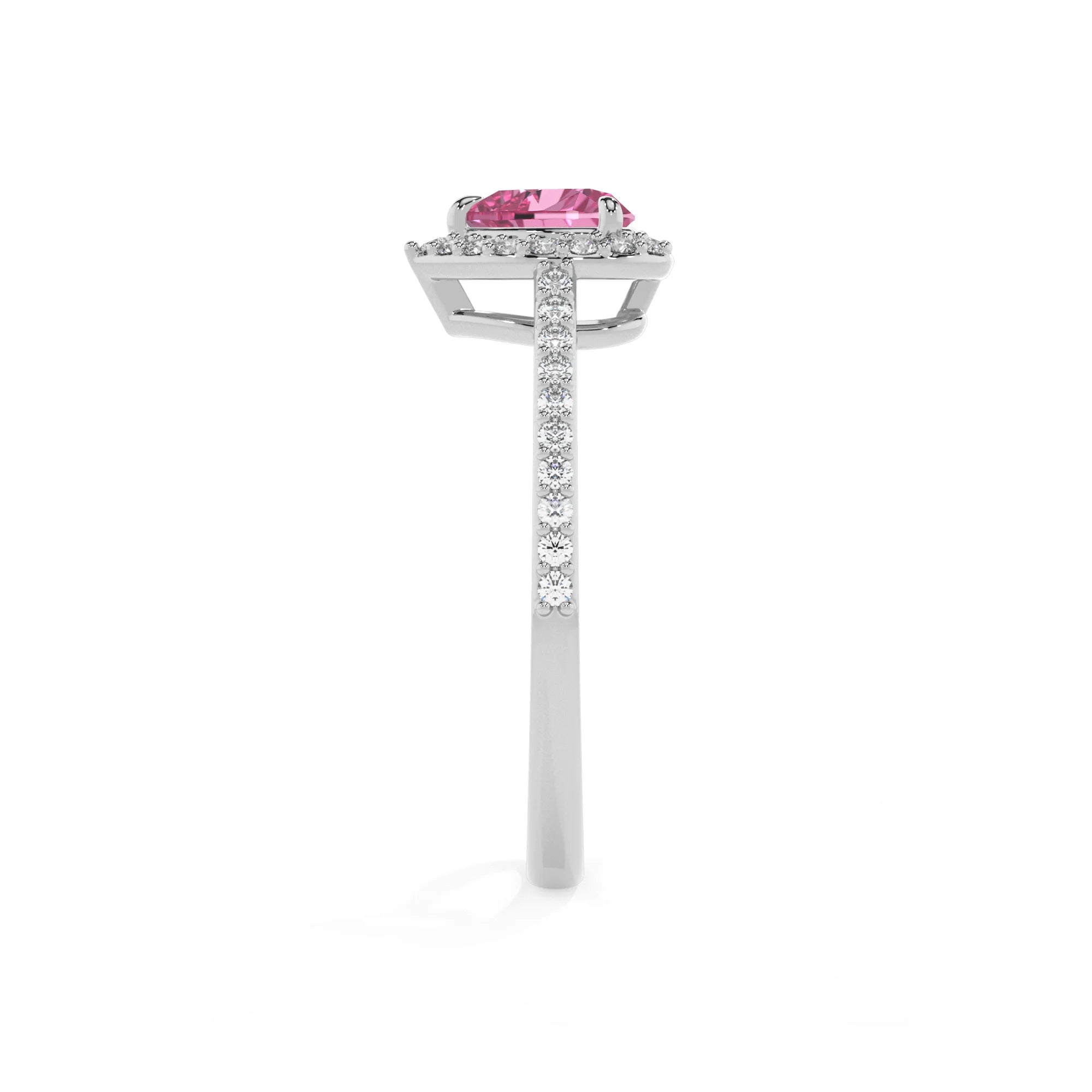 lab grown pink-sapphire heart solitaire rings in white gold 