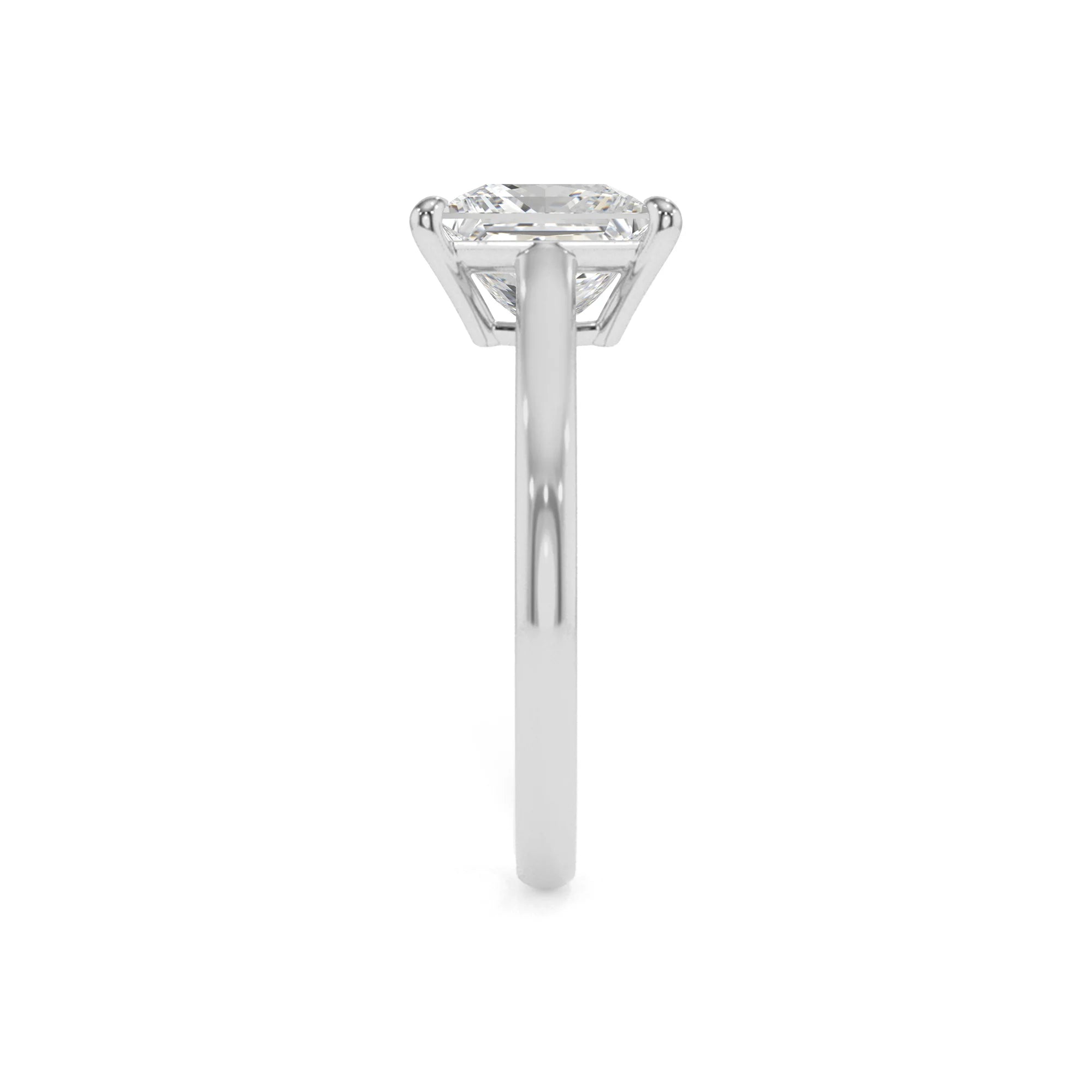 lab grown moissanite princess solitaire rings in platinum 