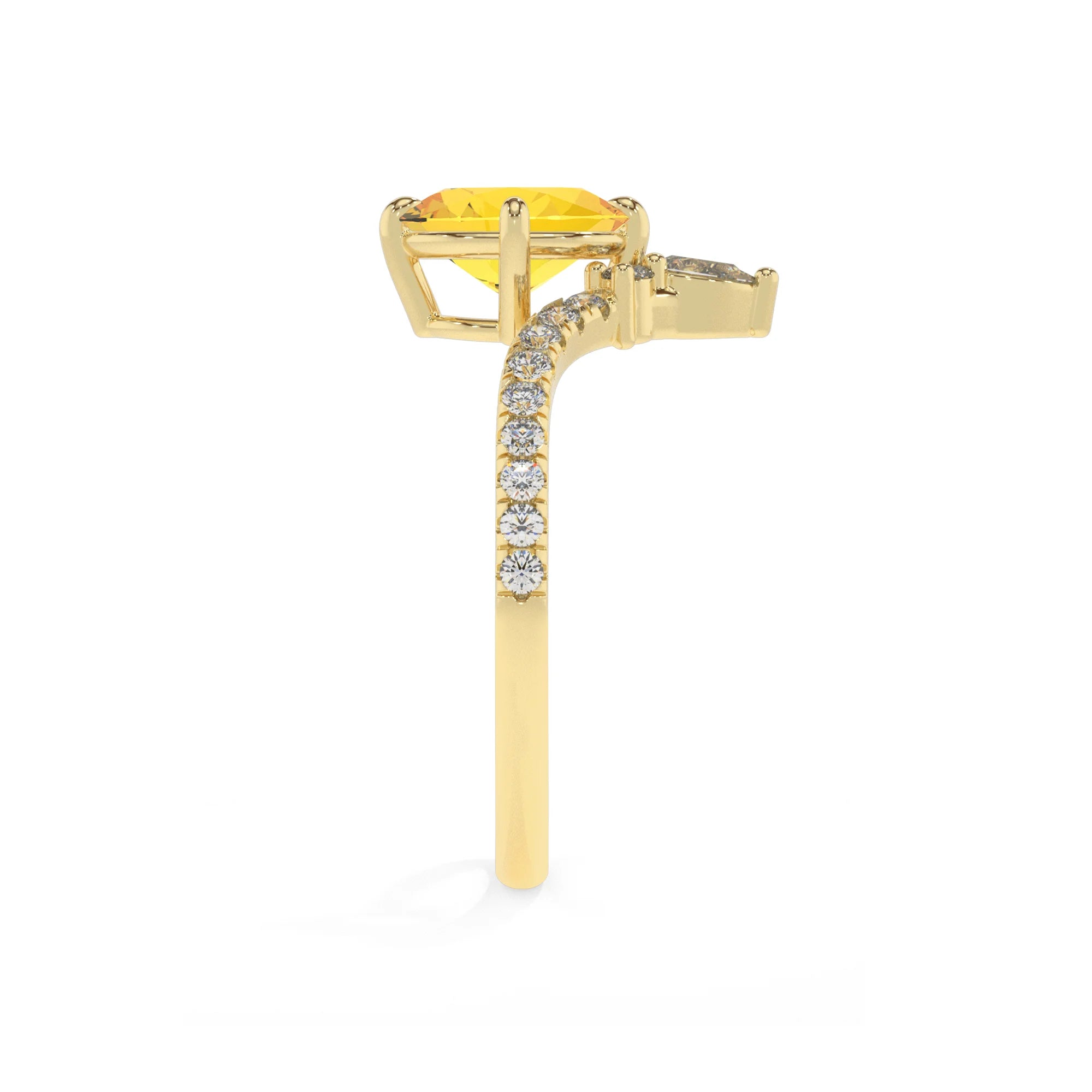 lab grown yellow-sapphire oval solitaire rings in yellow gold 