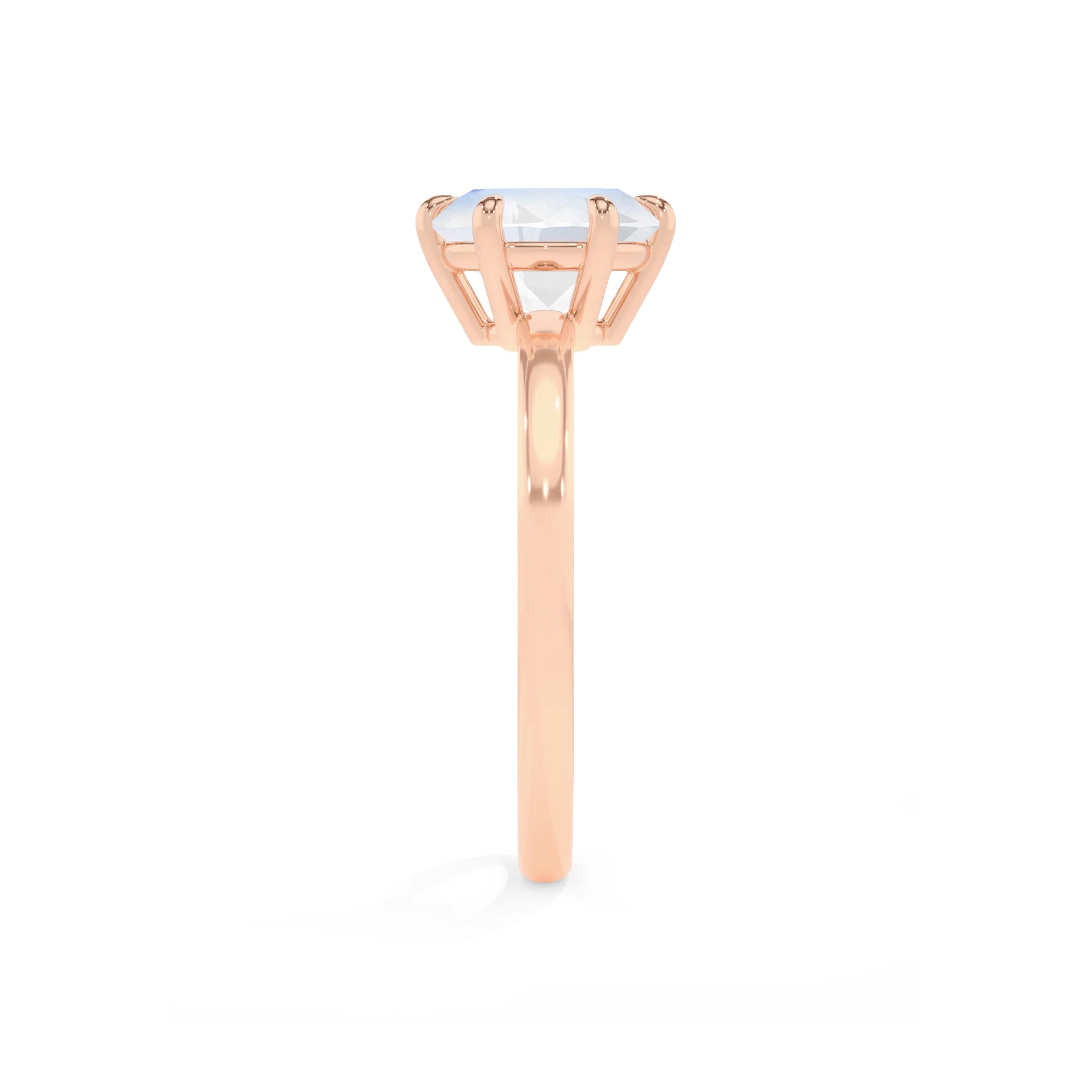 natural rainbow-moonstone round solitaire rings in rose gold 