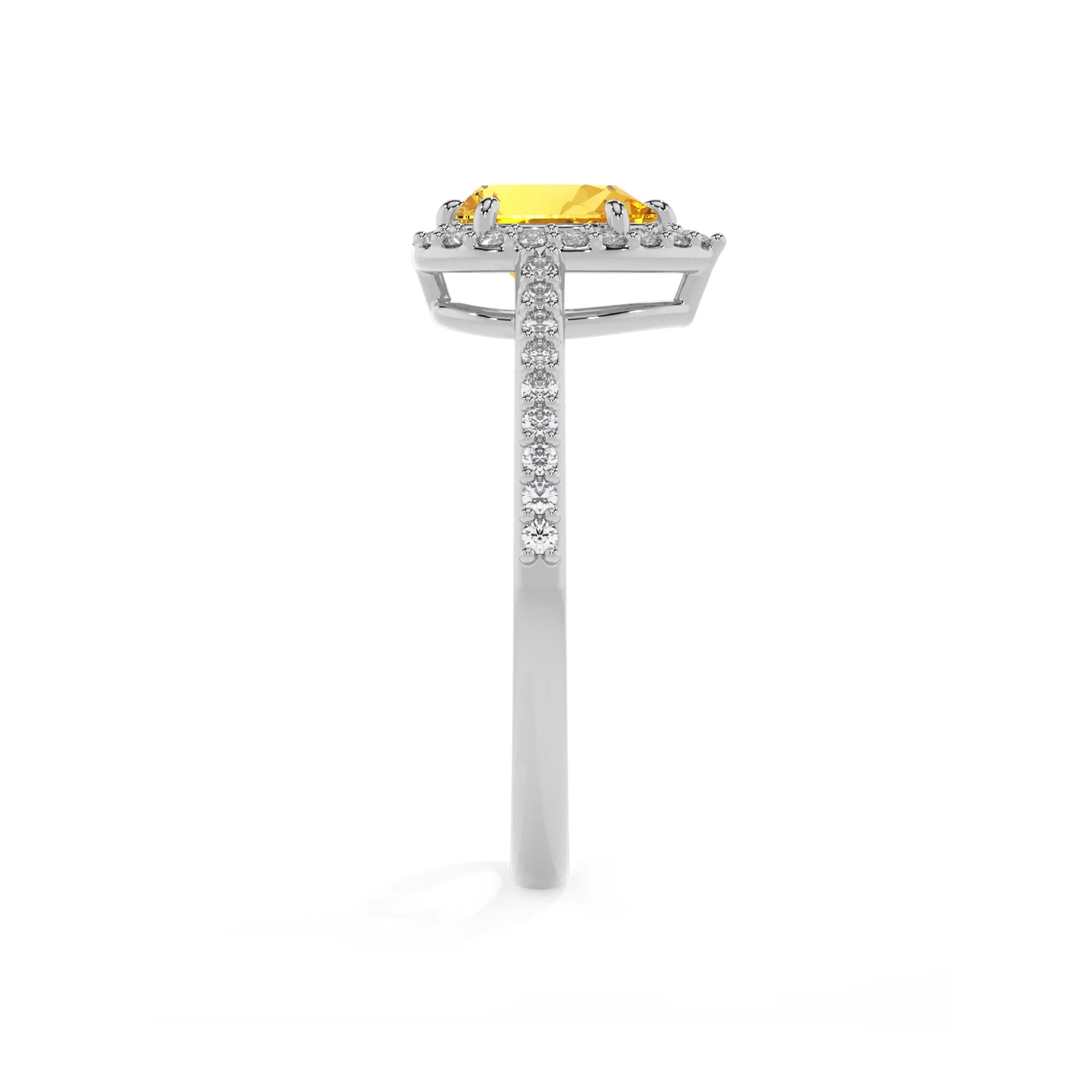 lab grown yellow-sapphire pear solitaire rings in sterling silver 