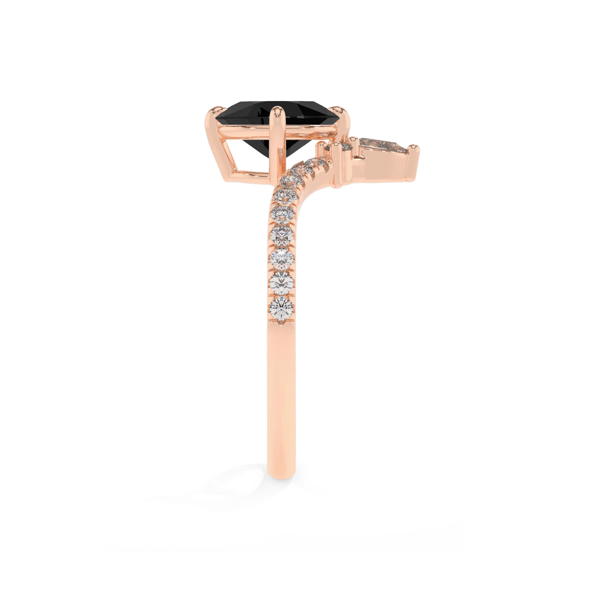 natural black-onyx oval solitaire rings in rose gold 