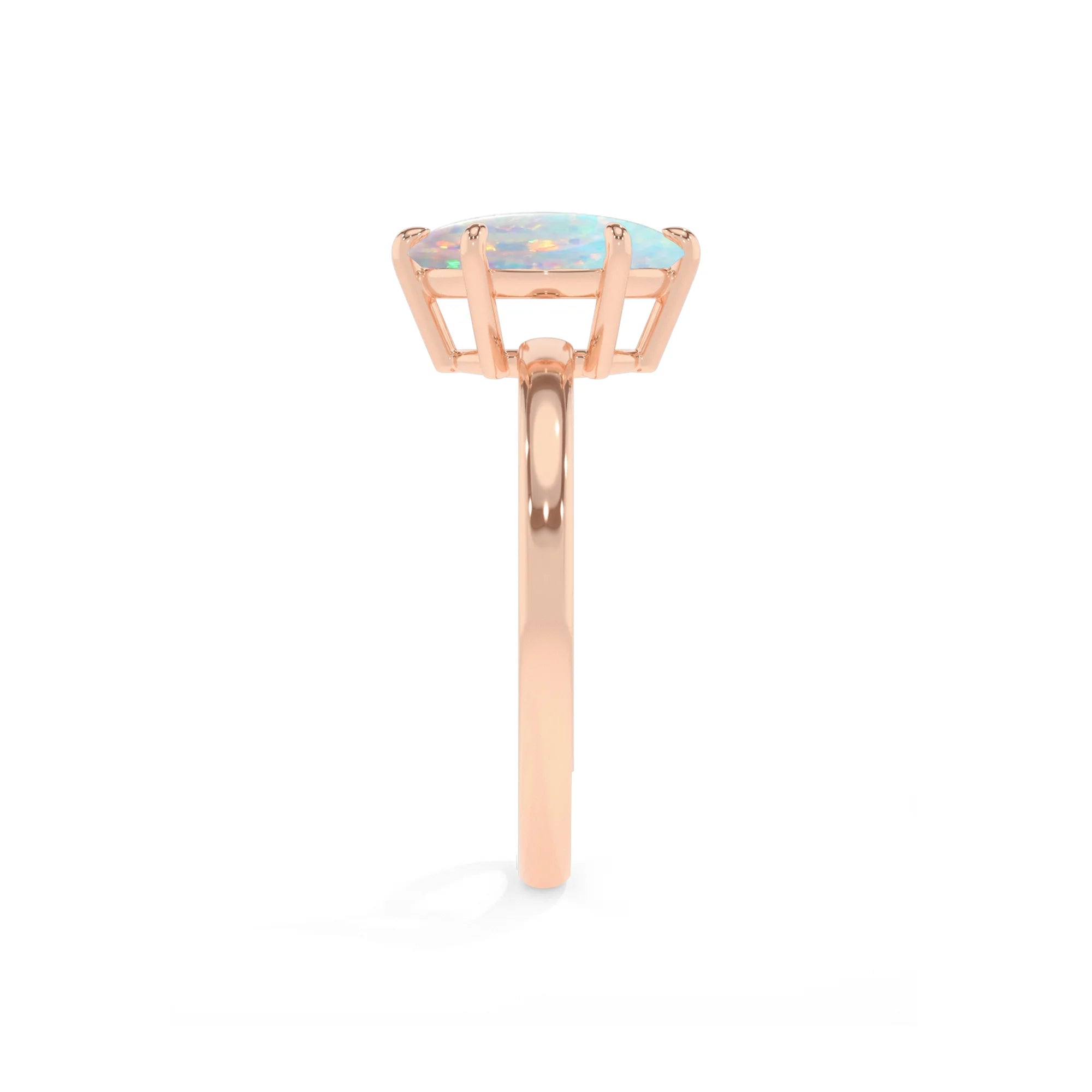 lab grown opal oval solitaire rings in rose gold 