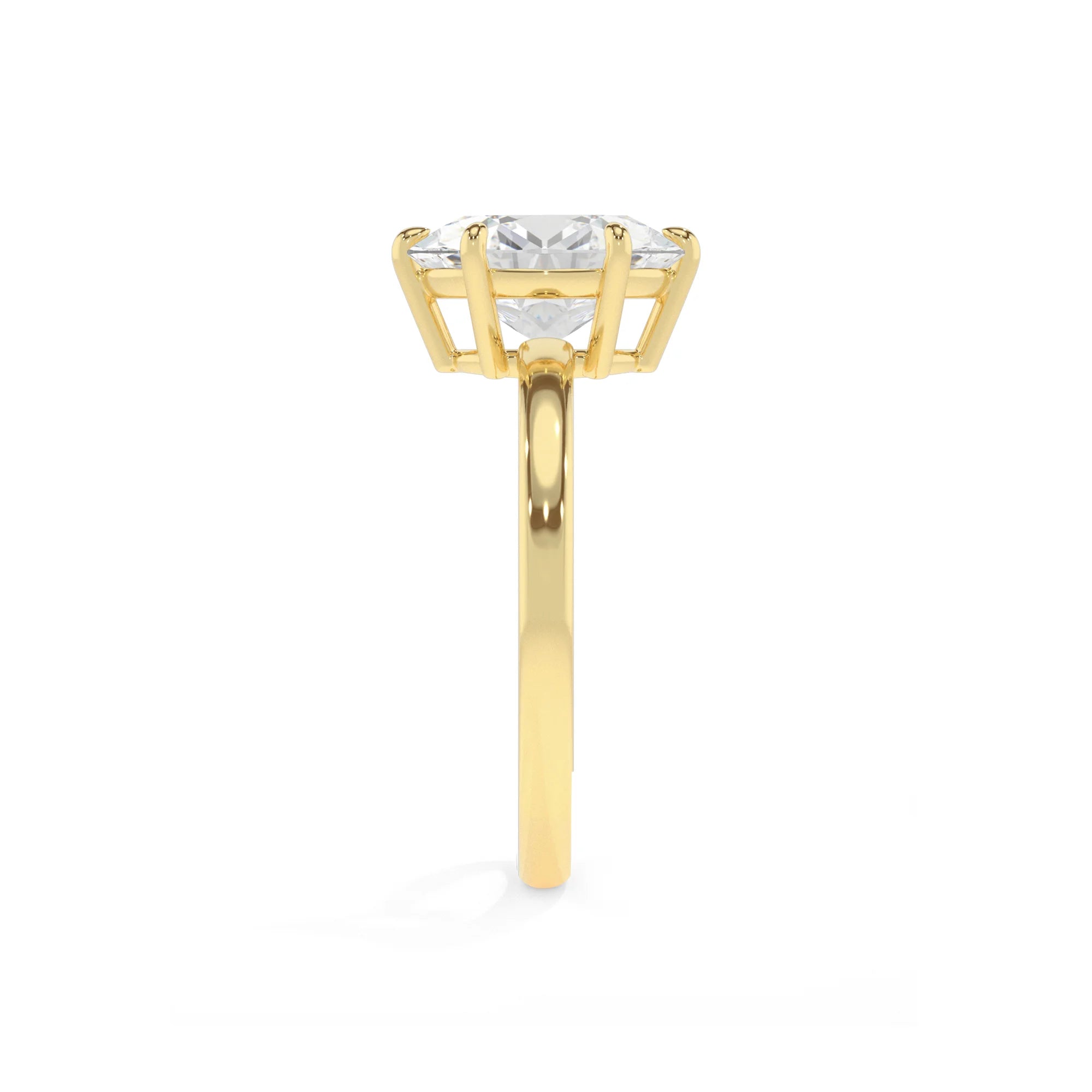 lab grown moissanite oval solitaire rings in yellow gold 