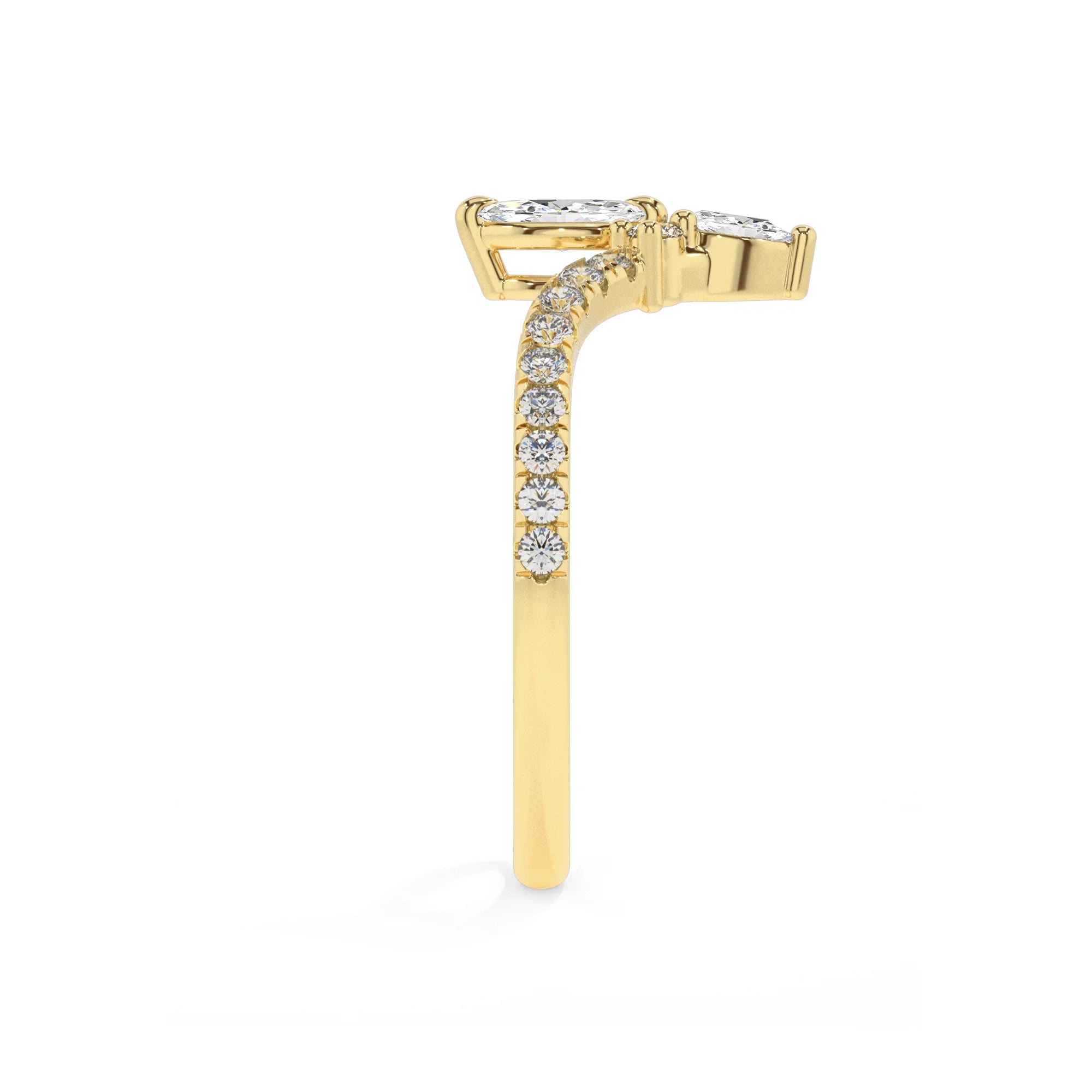 lab grown moissanite marquise solitaire rings in yellow gold 