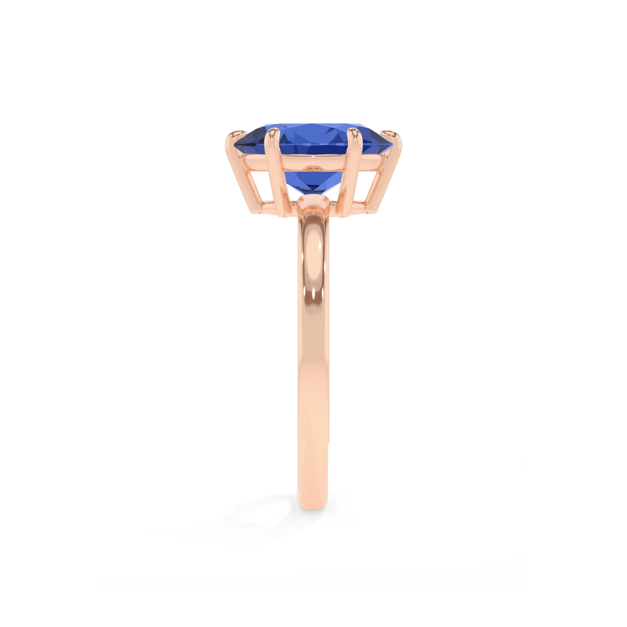 lab grown blue-sapphire oval solitaire rings in rose gold 