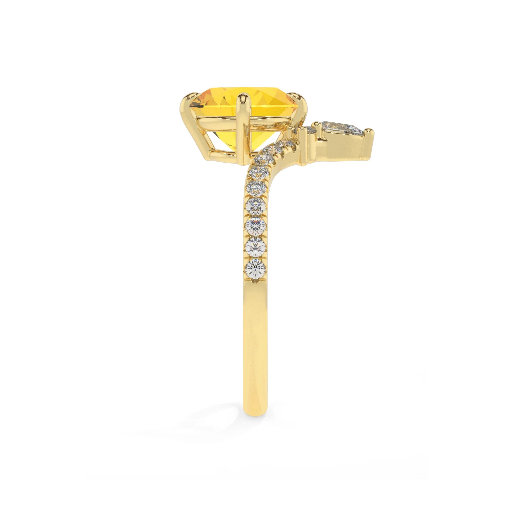 lab grown yellow-sapphire round solitaire rings in yellow gold 
