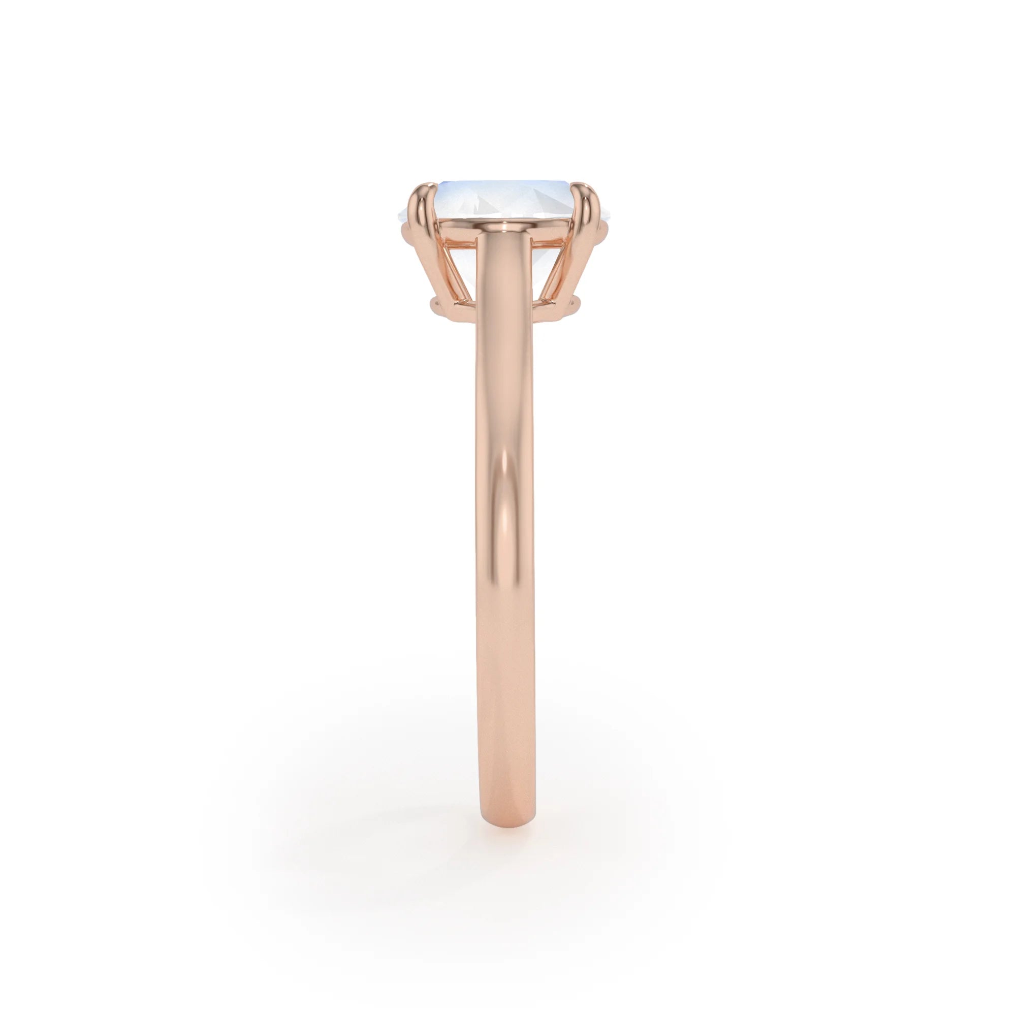 natural rainbow-moonstone round solitaire rings in rose gold 