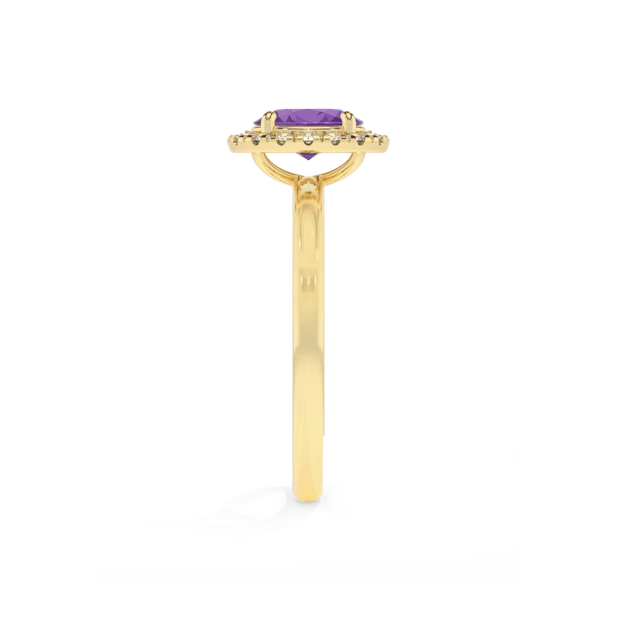 lab grown amethyst oval solitaire rings in yellow gold 