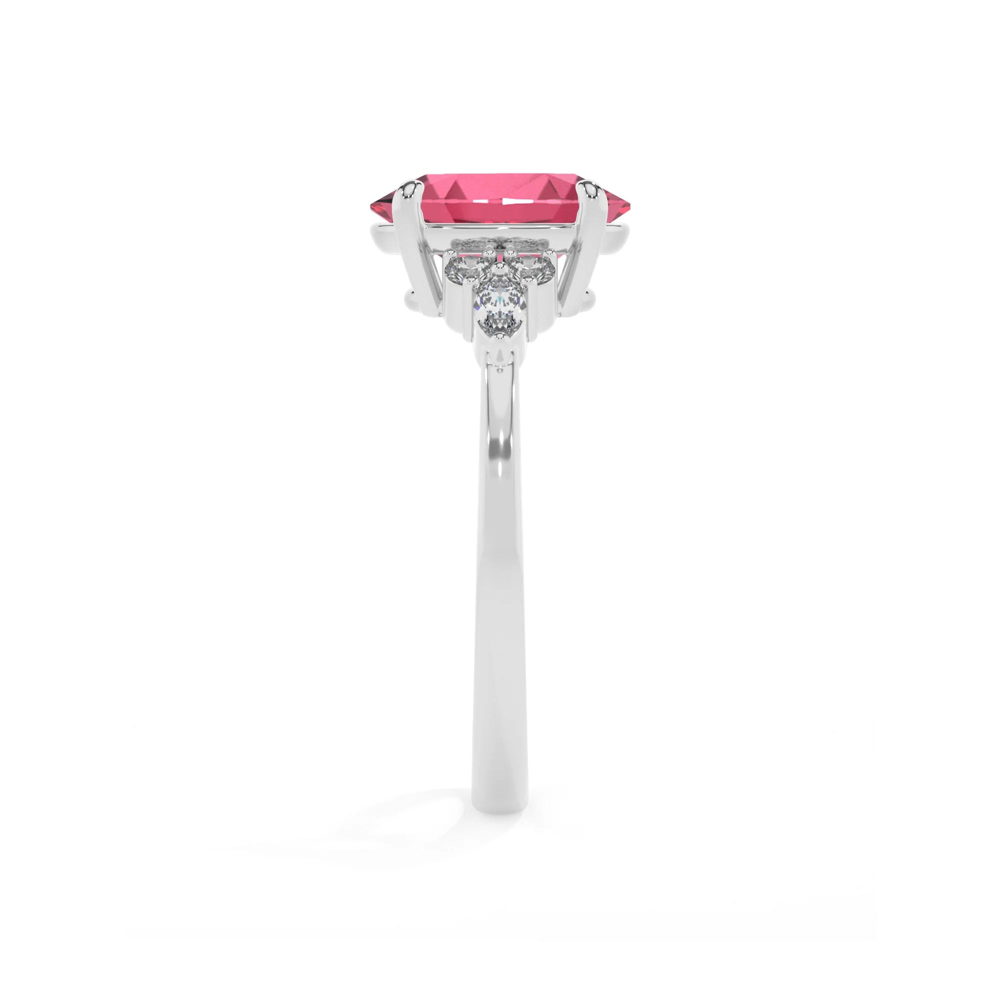 lab grown pink-tourmaline oval solitaire rings in sterling silver 
