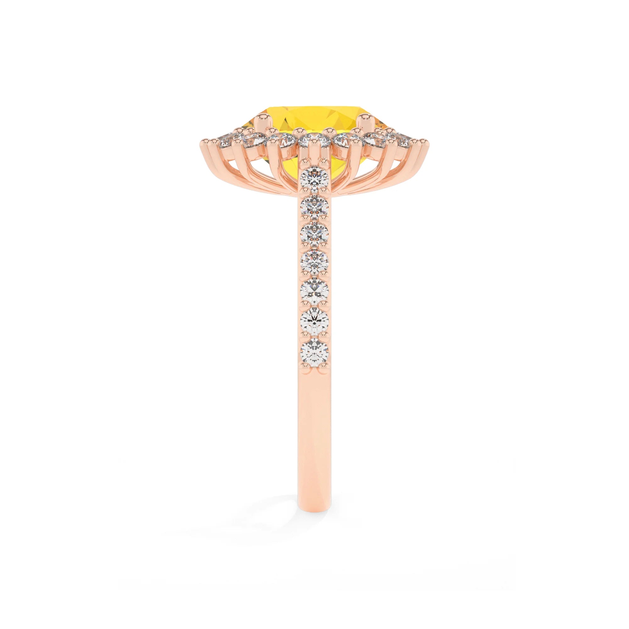 lab grown yellow-sapphire round solitaire rings in rose gold 