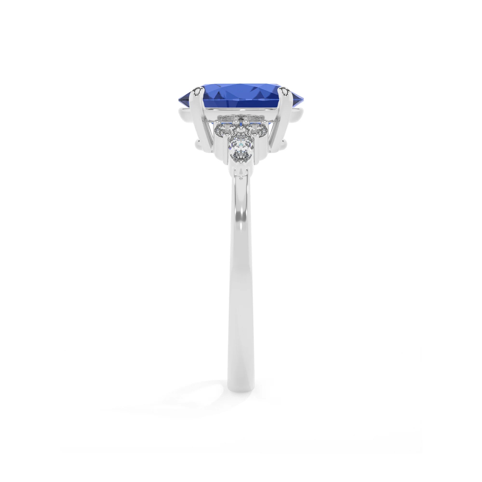 lab grown blue-sapphire oval solitaire rings in sterling silver 