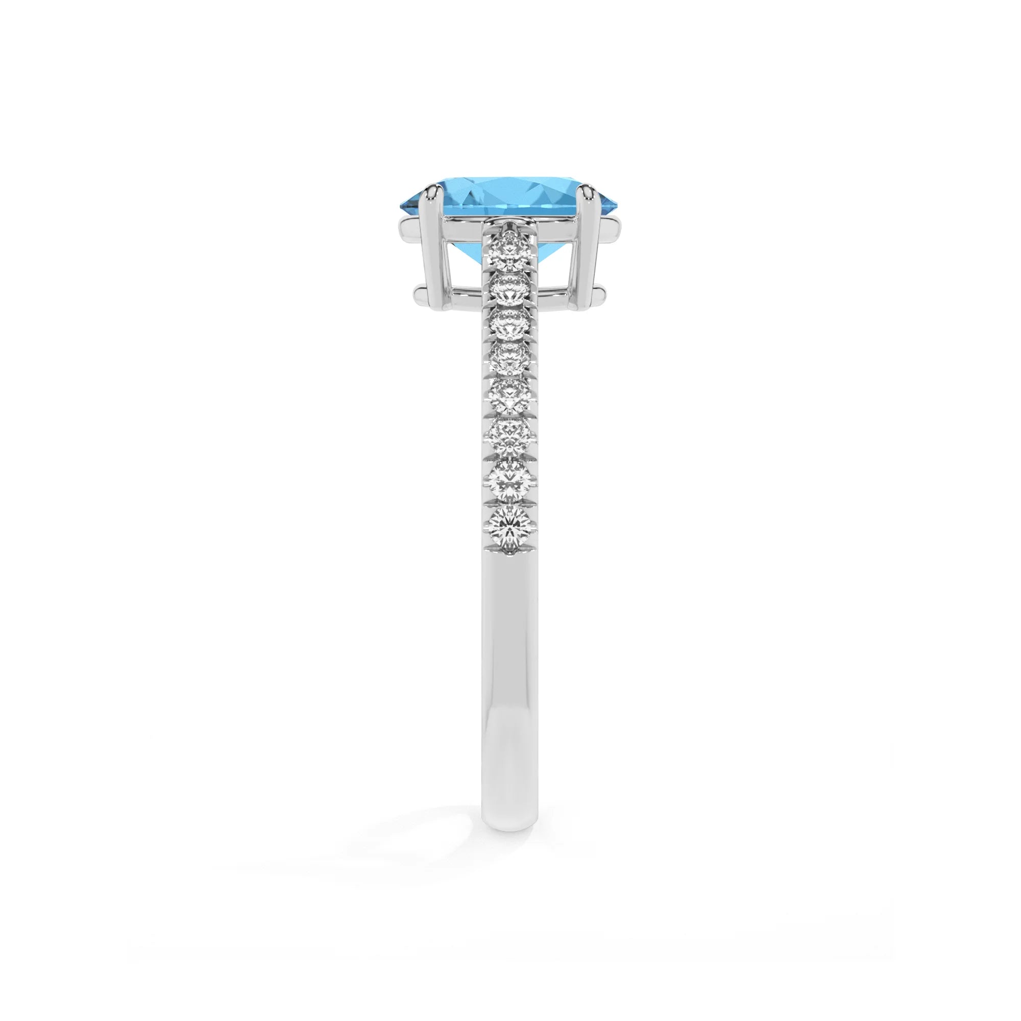 natural swiss-blue-topaz oval half eternity solitaire engagement rings in platinum 