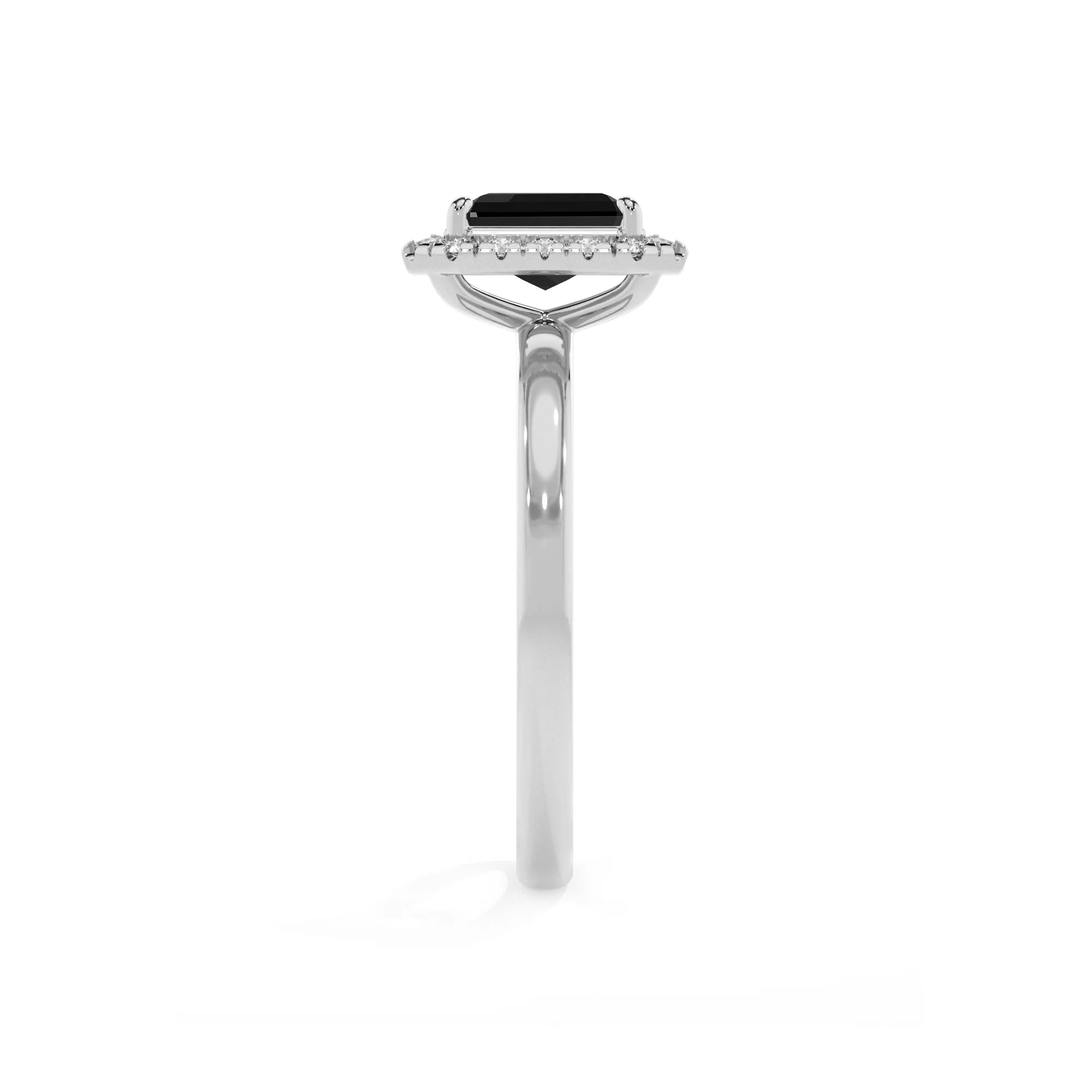 natural black-onyx emerald cut solitaire rings in platinum 