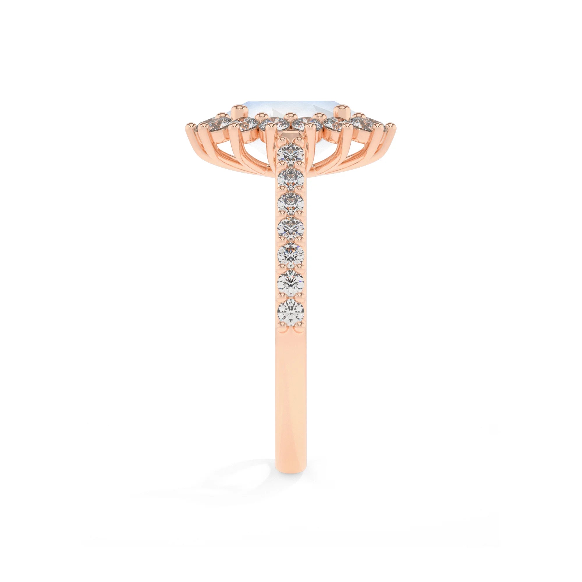 natural rainbow-moonstone oval solitaire rings in rose gold 